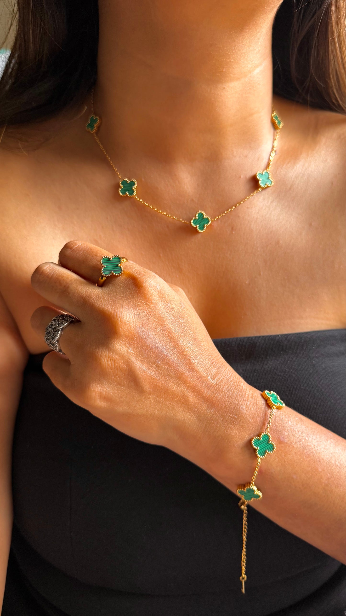 Vancleef emerald combo-Ring, Necklace, Bracelet and Earrings