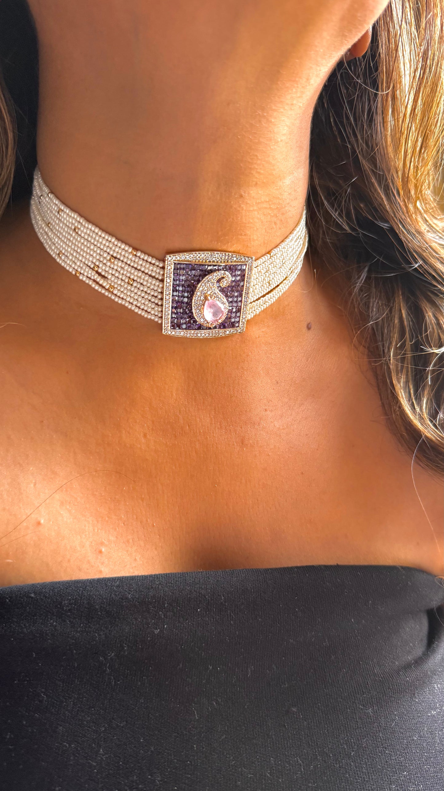 Tanzanite & rose, quartz design, designer necklace combo