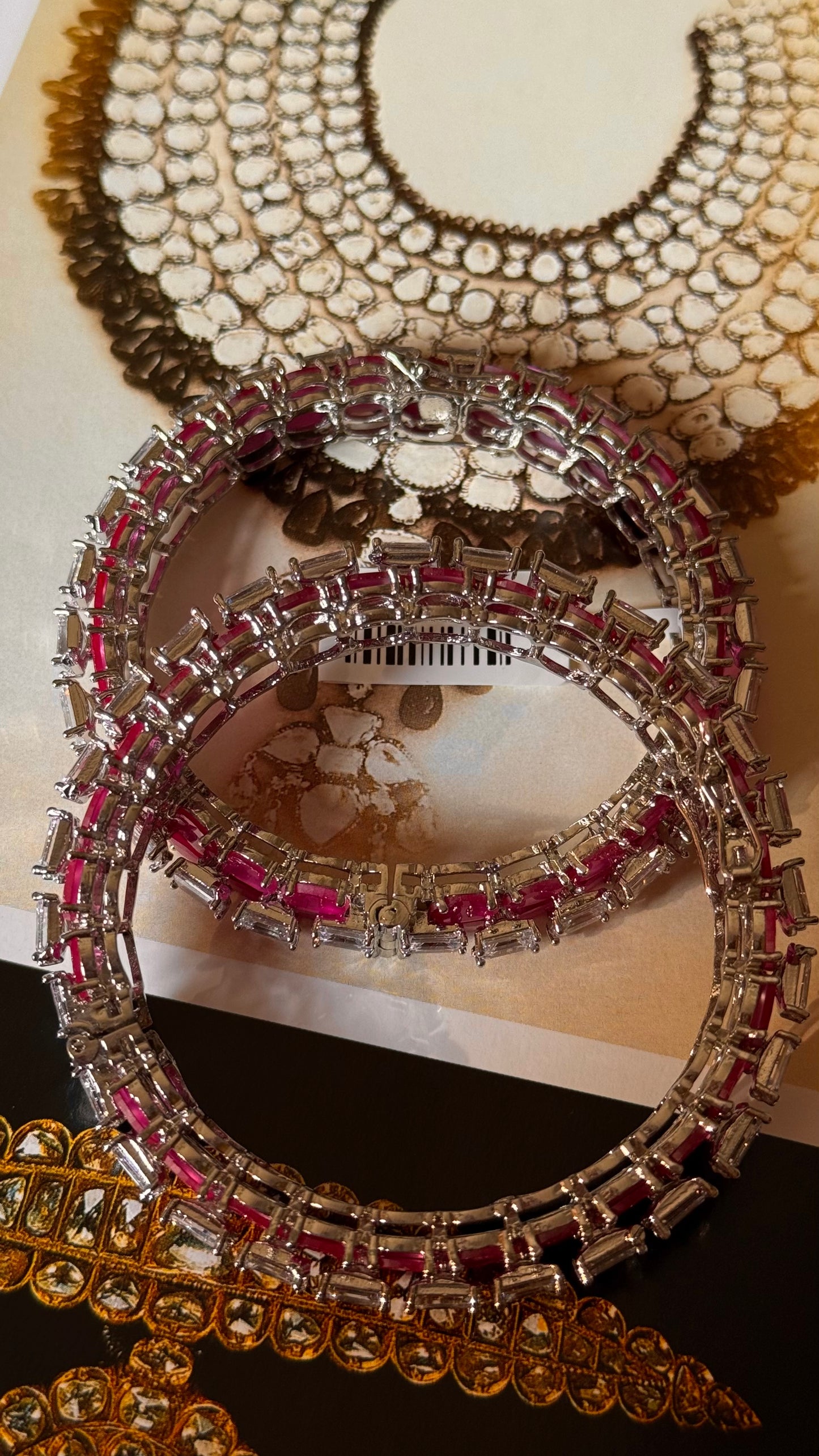 Ruby triple line diamond bangles