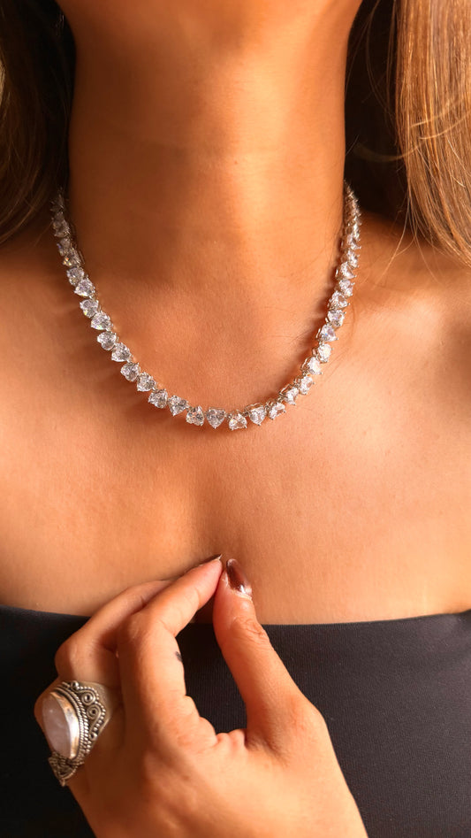 Mini heart cz diamond necklace