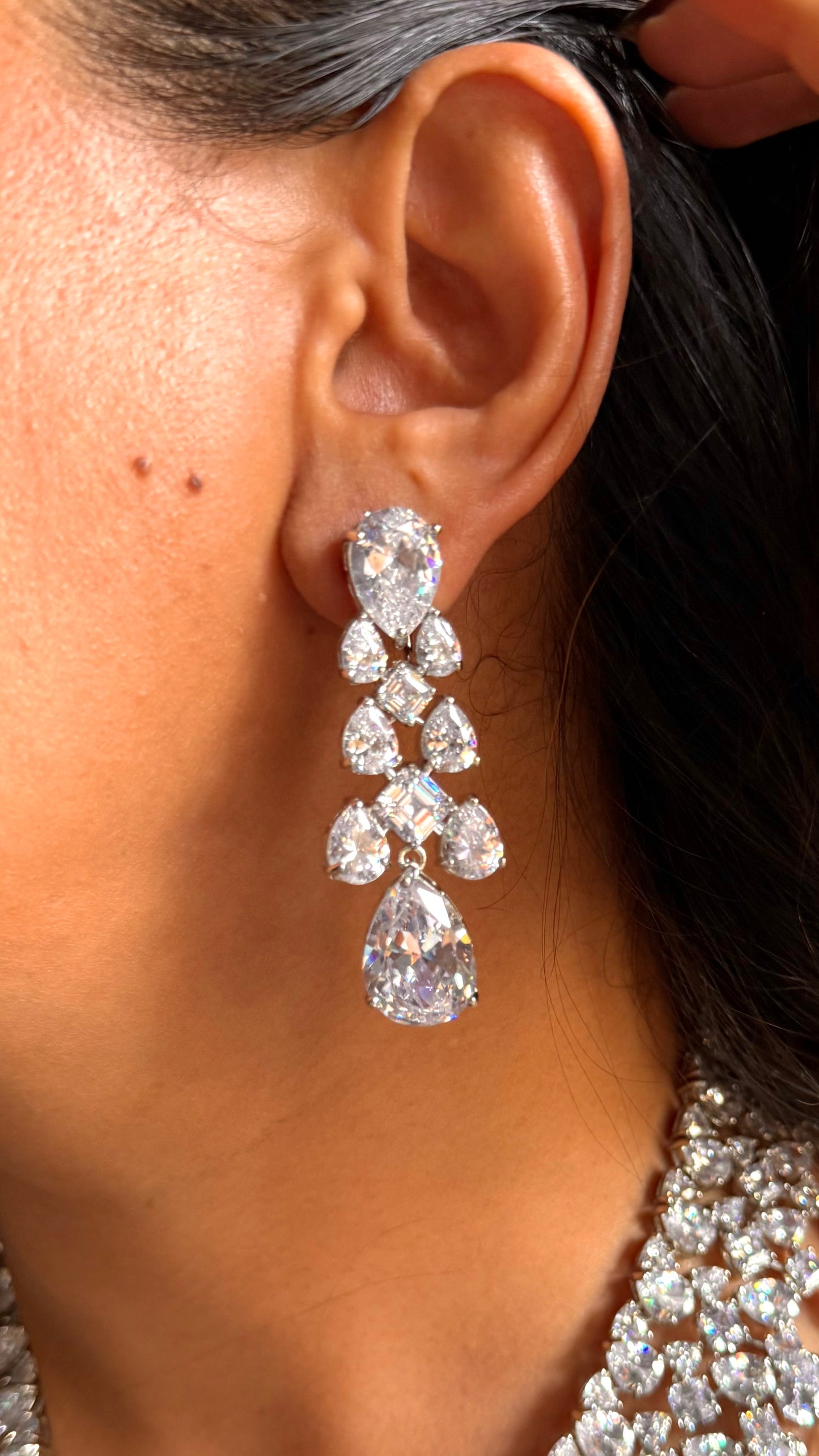 Jasmine Designed cz diamond collar necklace set (will be made in 7 to 8 days of order)