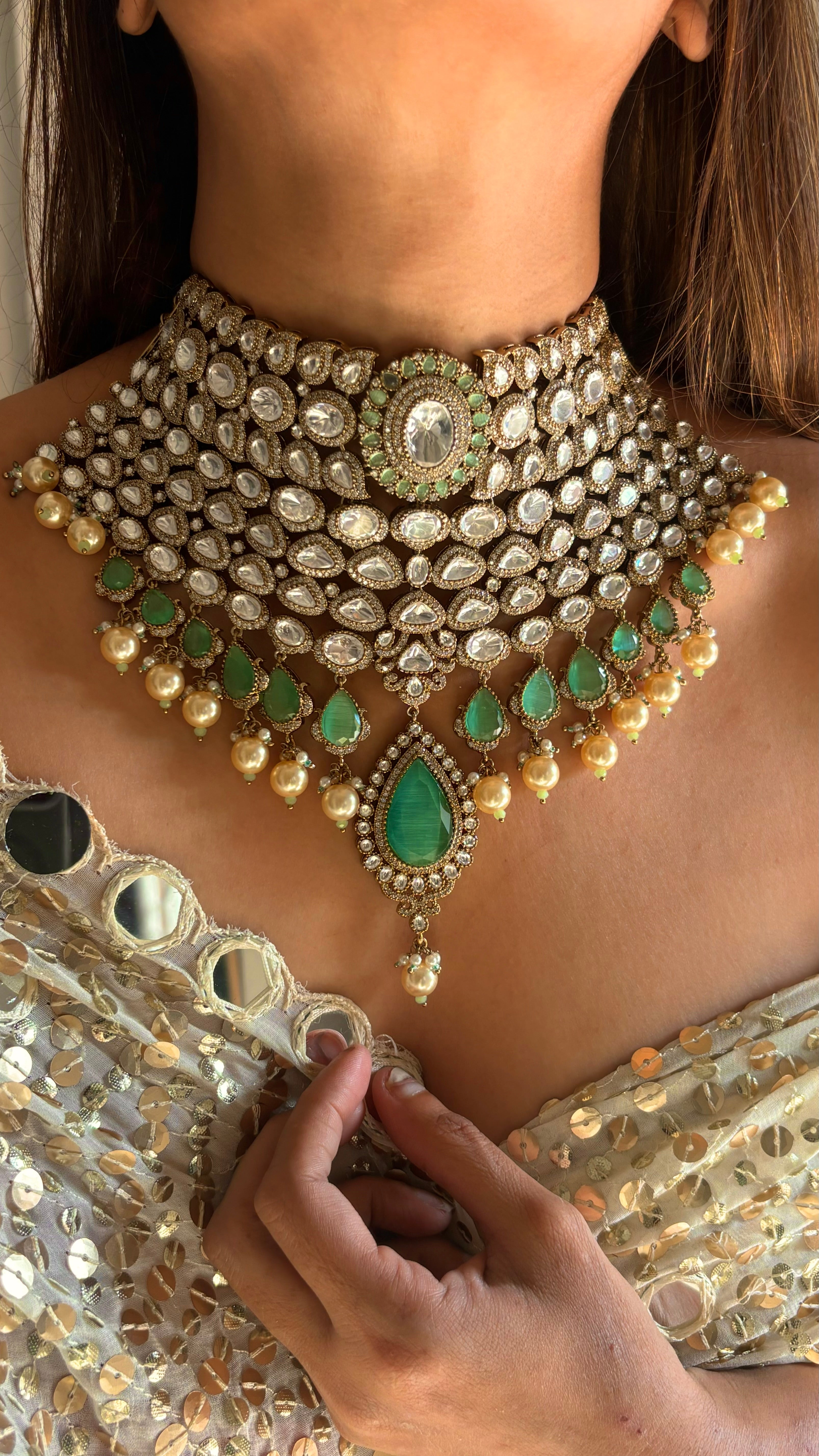 Mint Maharani heritage choker necklace