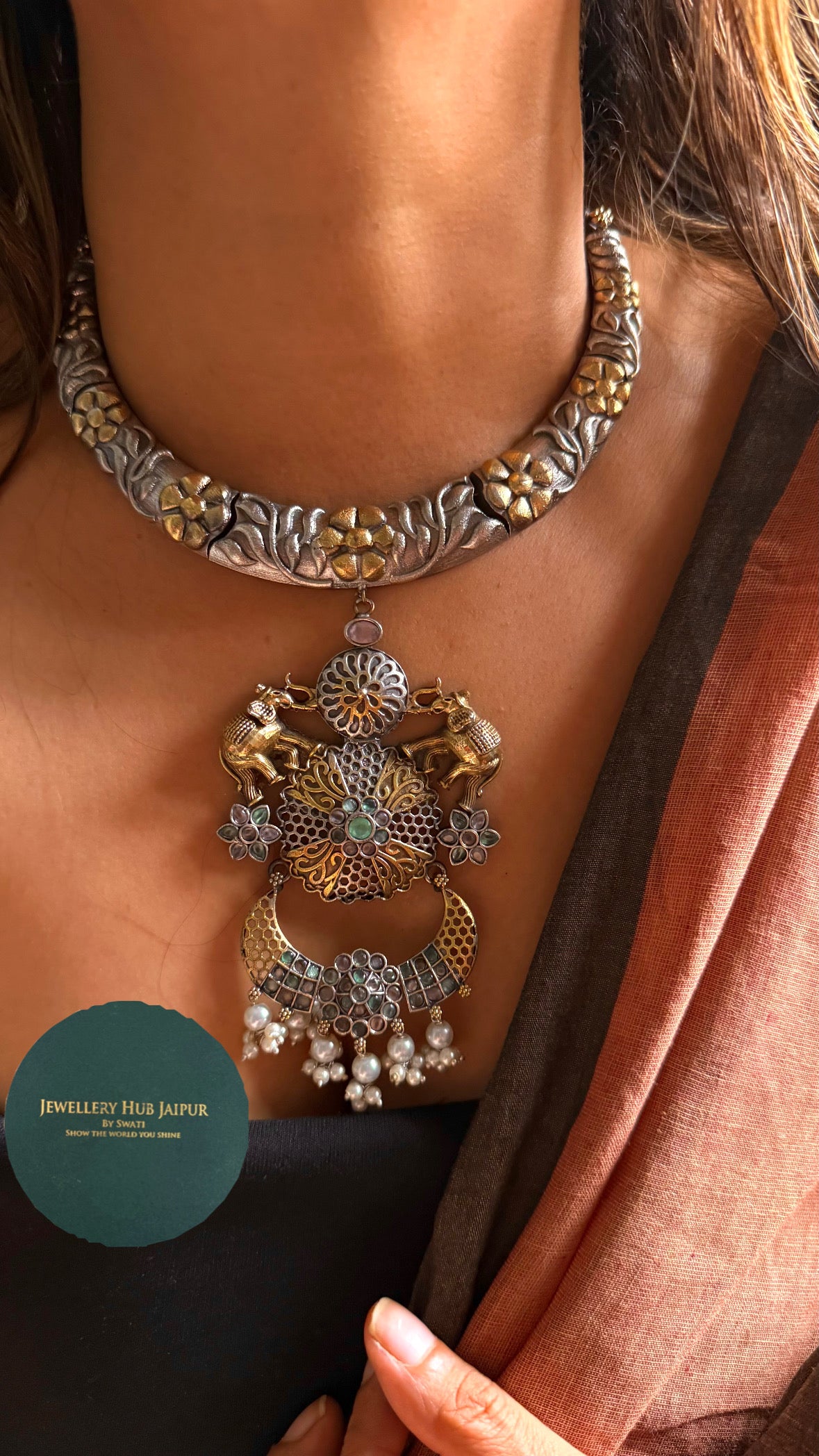 Gaj Inspired Floral kumba tribal Necklace
