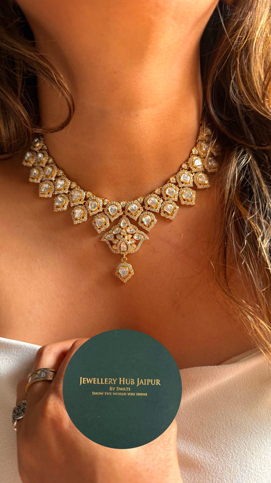 Real moissanite polki Necklace