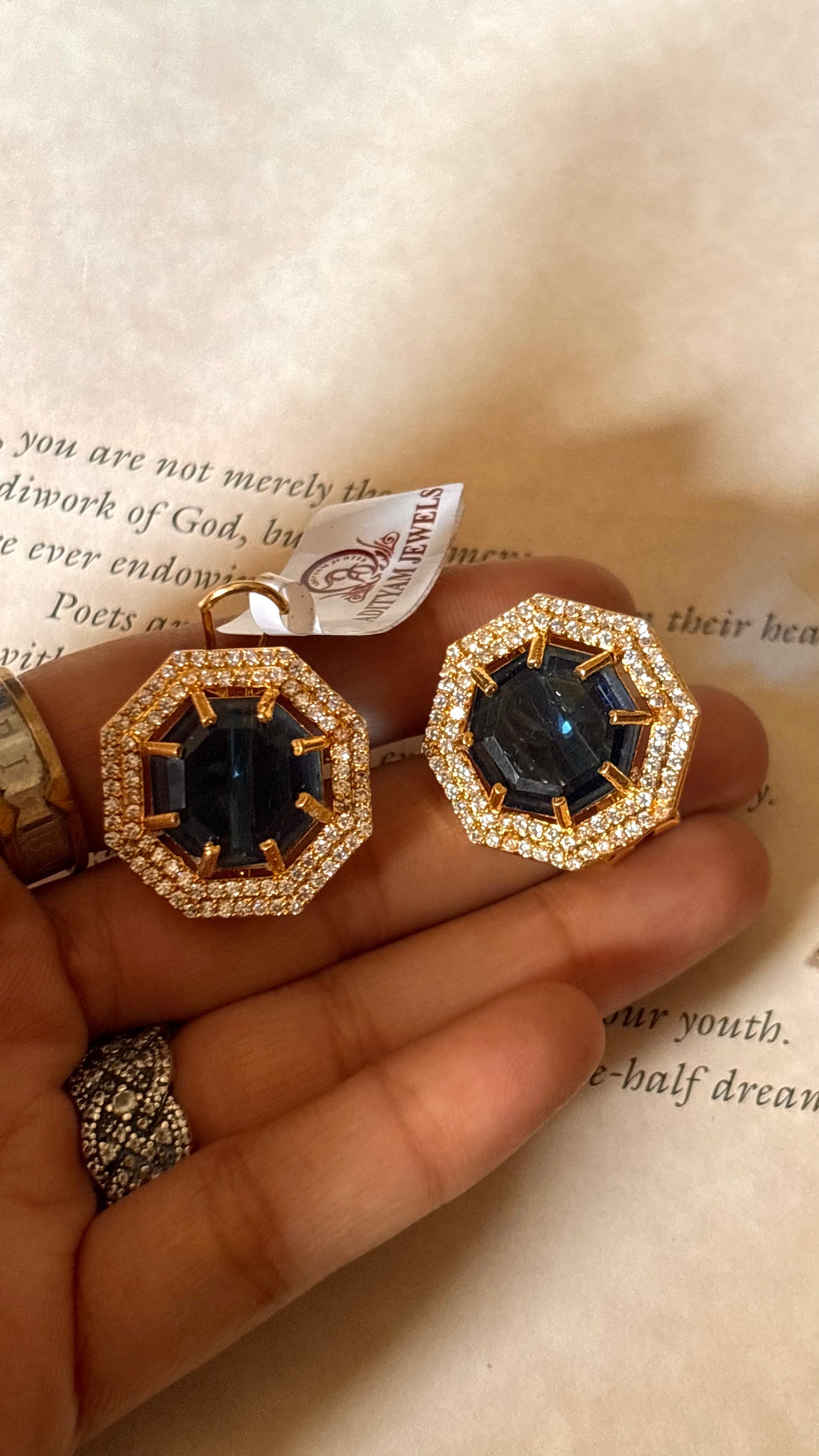 Sapphire doublet moissanite Studs