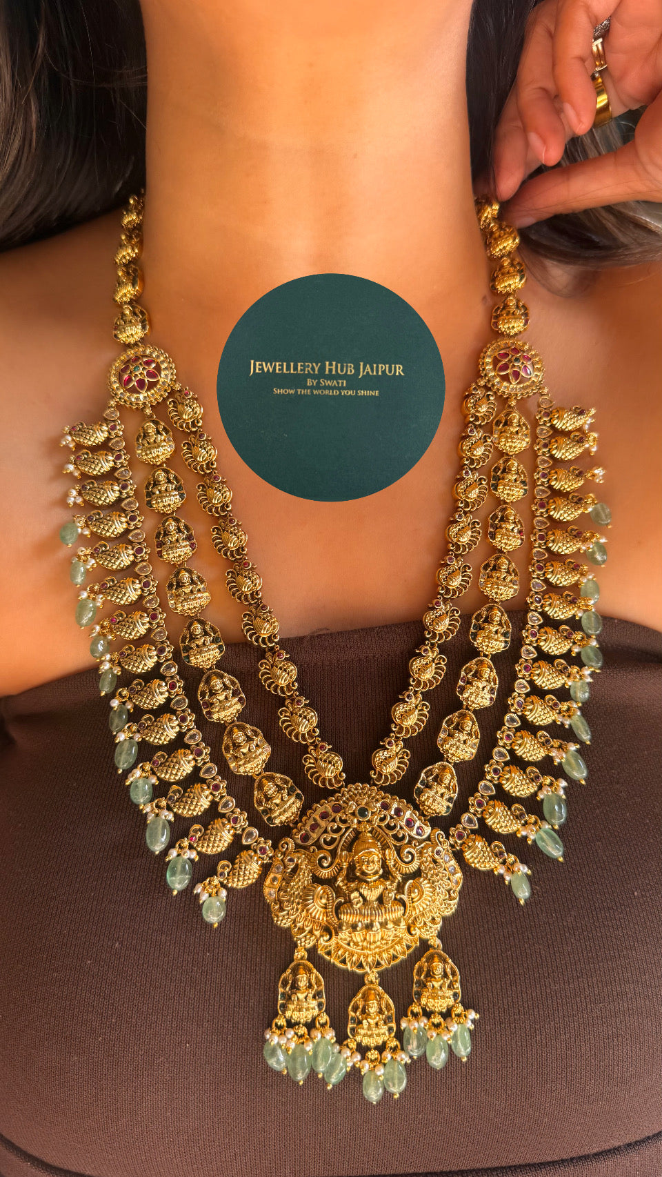 Triple layer heritage temple necklace