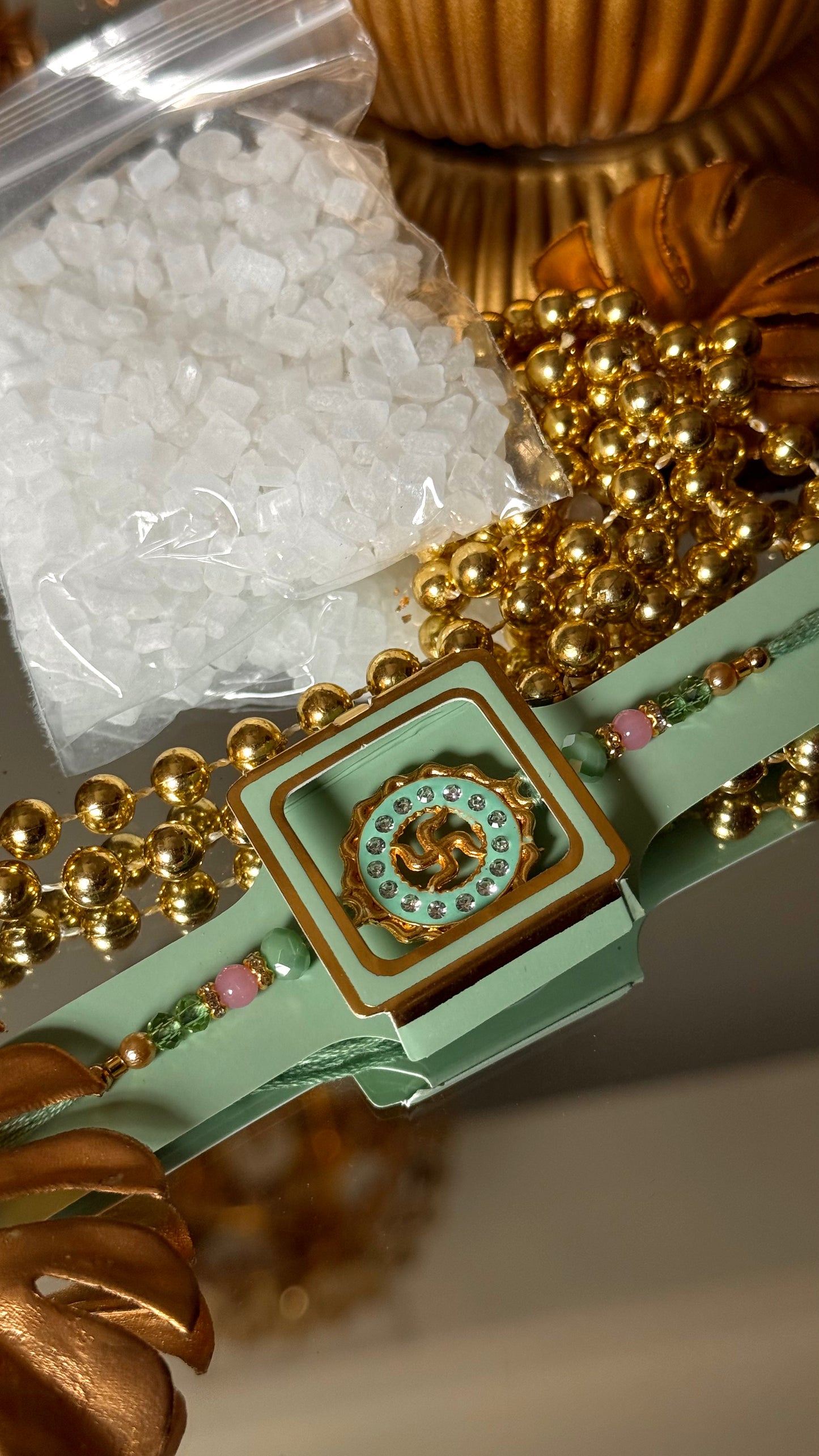 Mint swastik nakashi rakhi