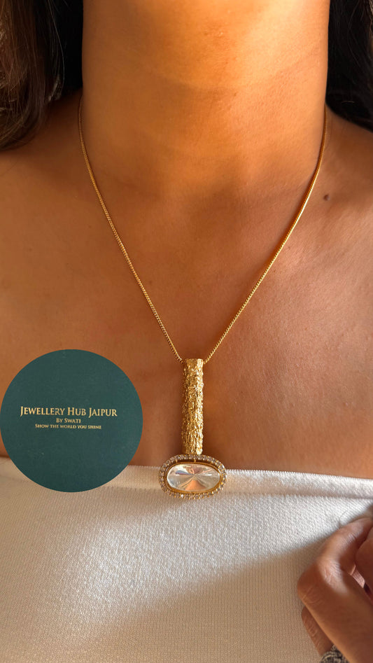 Uncut polki gold pendant set