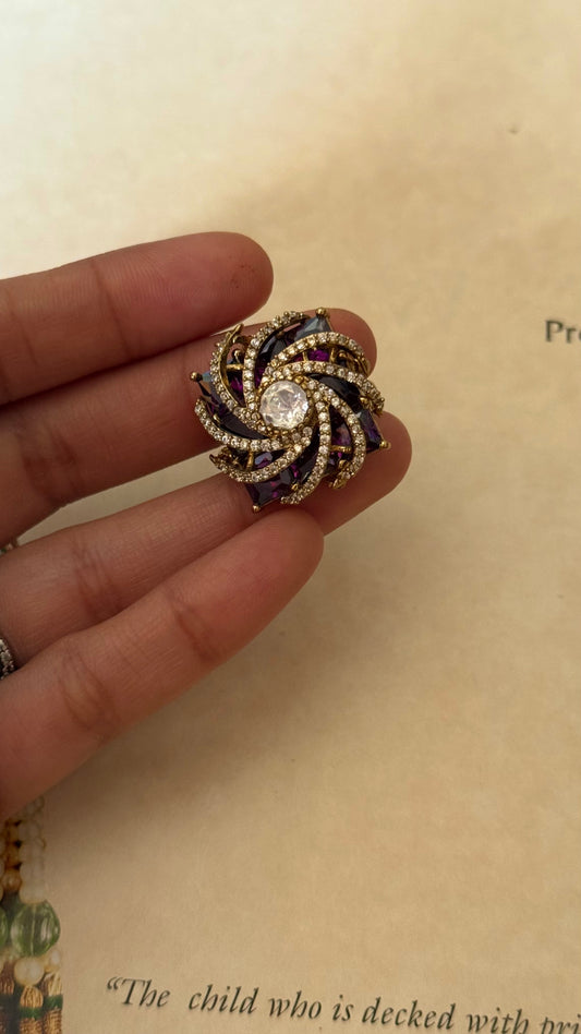 Tanzanite moissanite designer adjustable ring