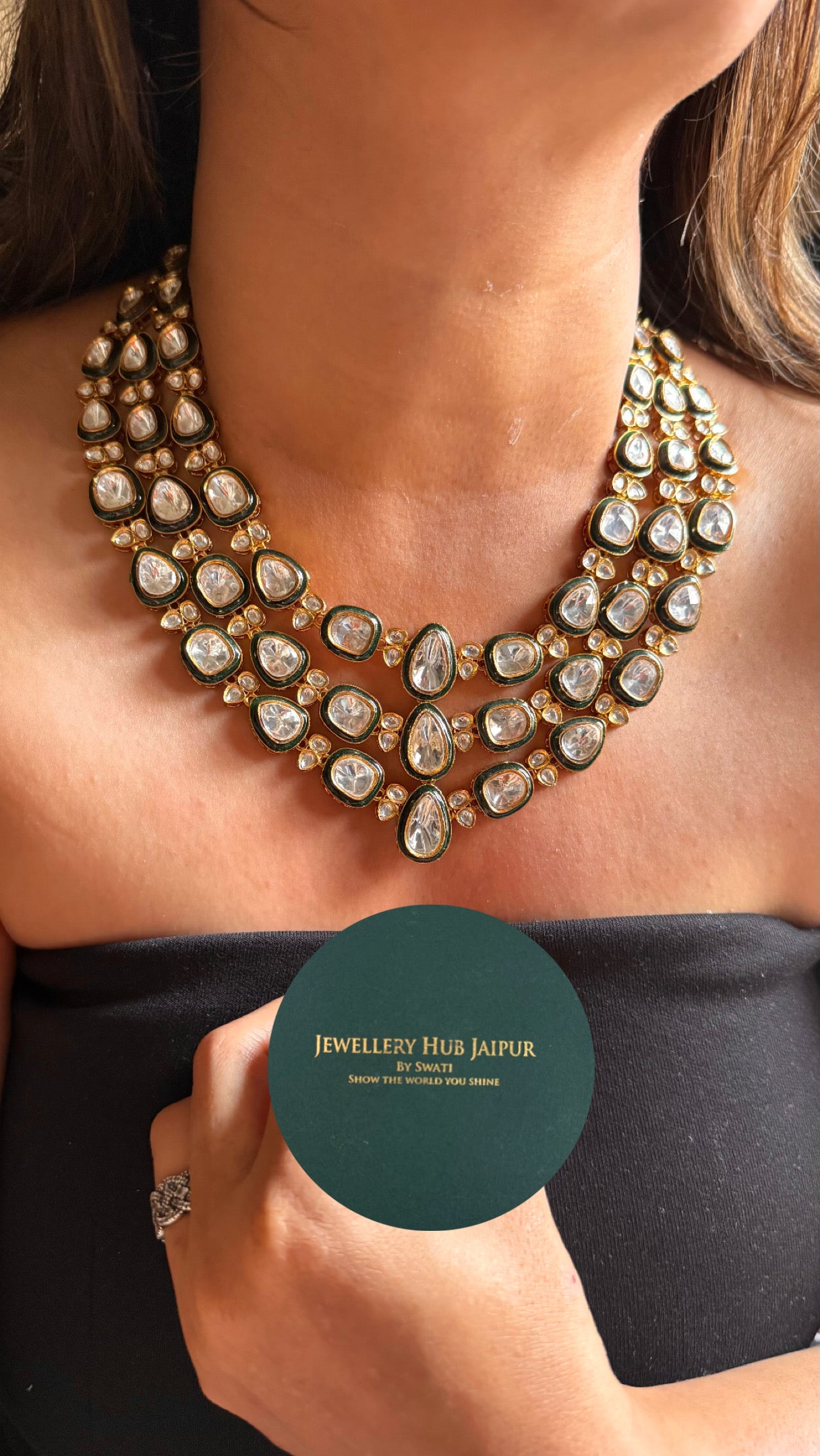 Meenakari triple line Necklace