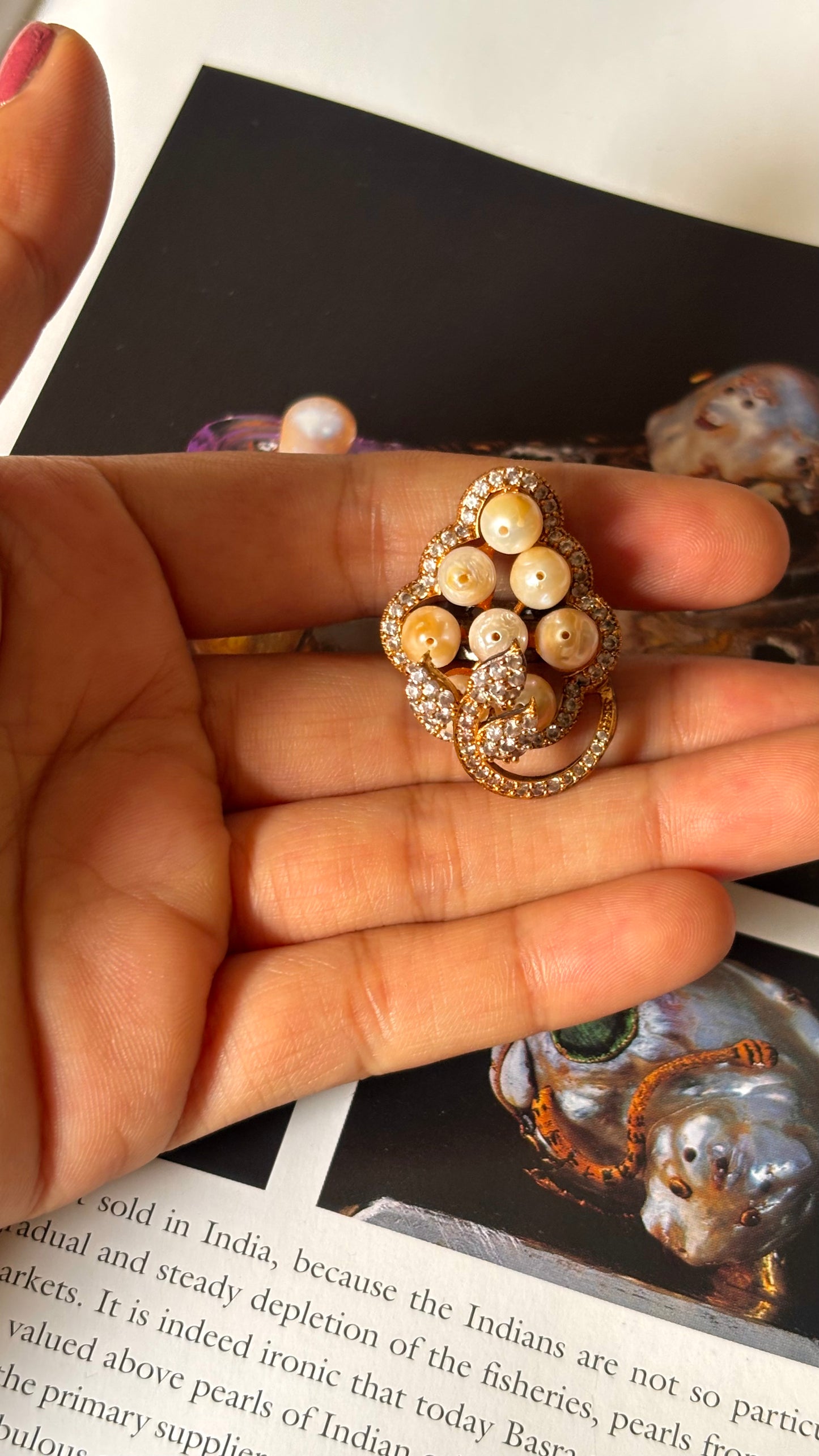 Pearl designer cocktail ring