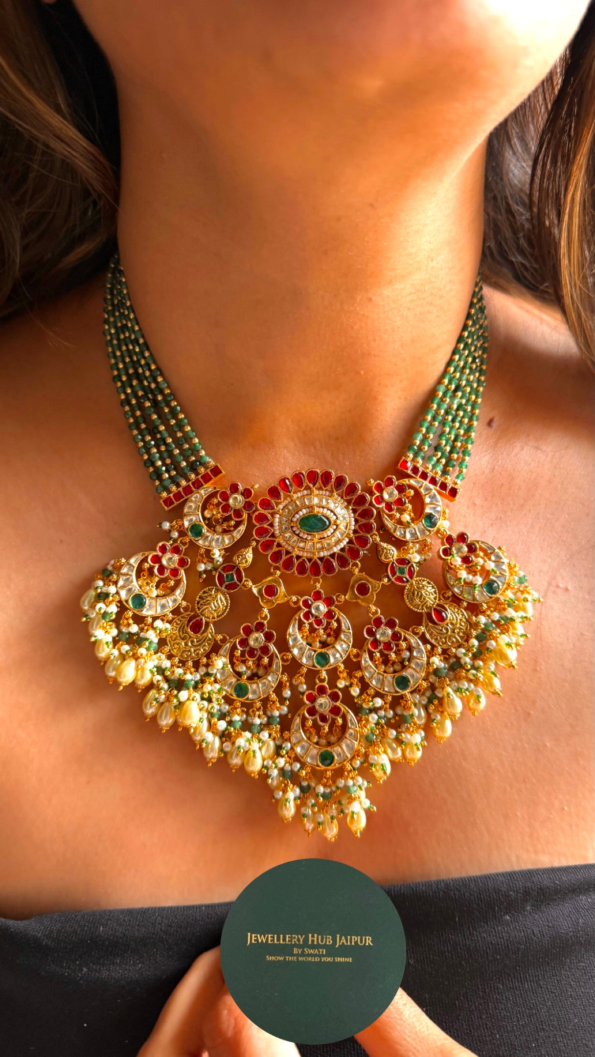 Paachi Kundan jadau Mehru Necklace