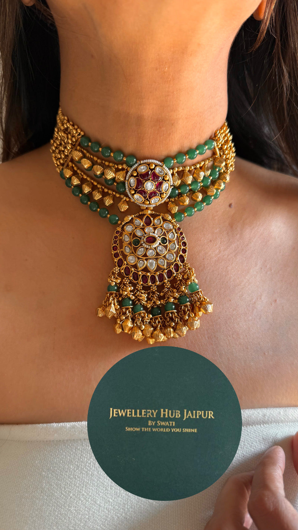 Ruby floral emerald rajwada Necklace