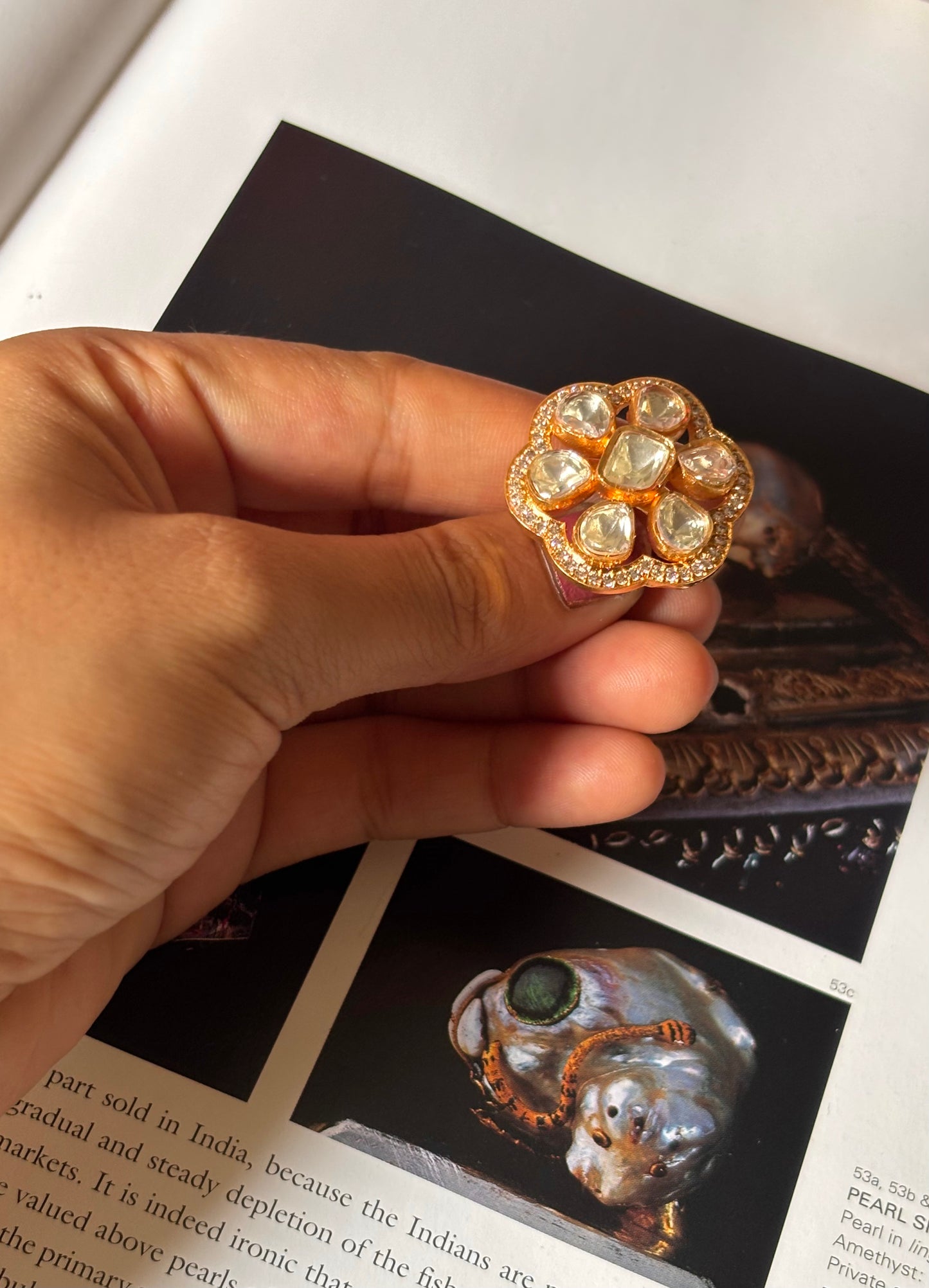 Diamond peeli polki ring