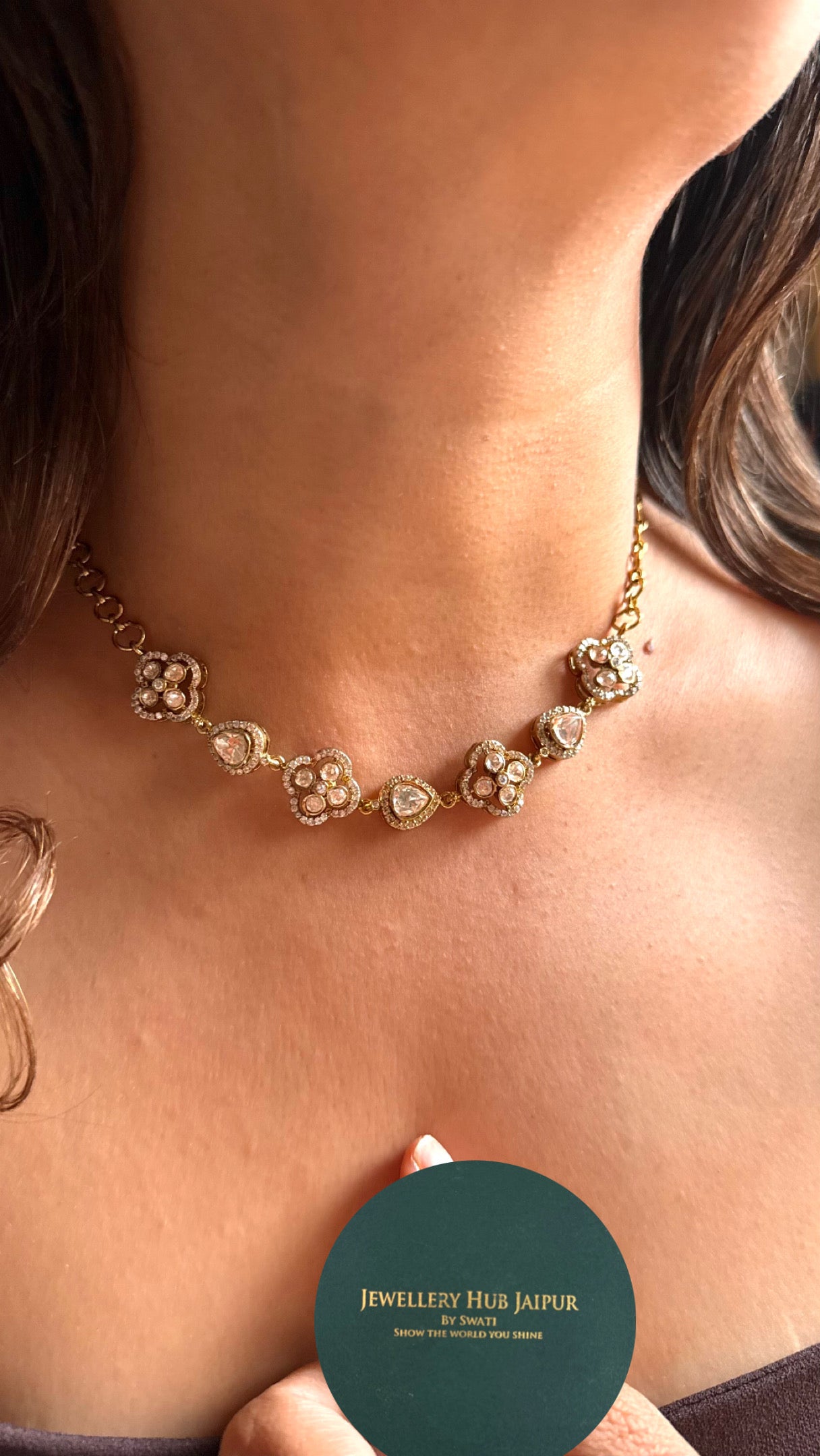 Peeli polki floral Victorian minimalist Necklace