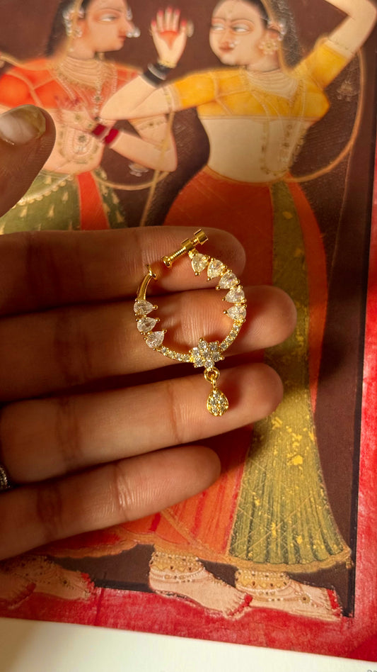 Designer cz diamond nath