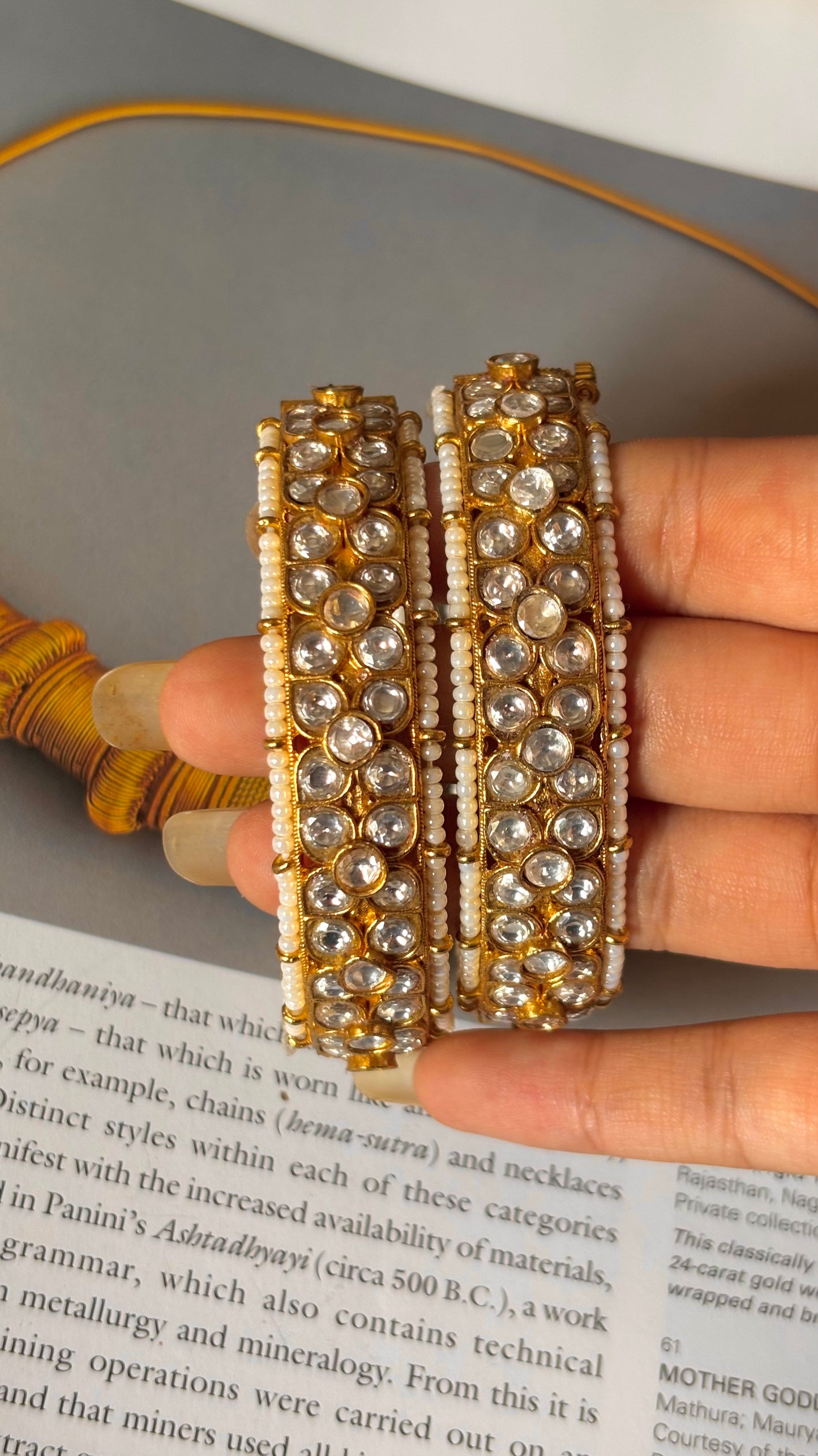 Real moissanite gold polki bangles