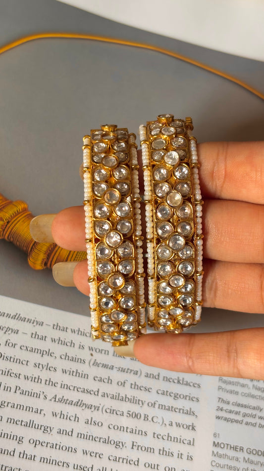 Real moissanite gold polki bangles