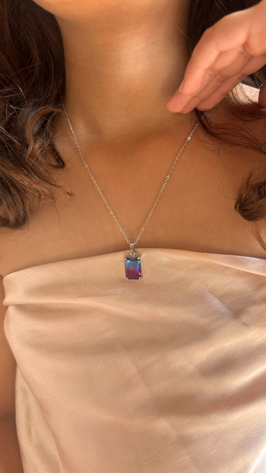 Tanzanite ombre rhodium necklace