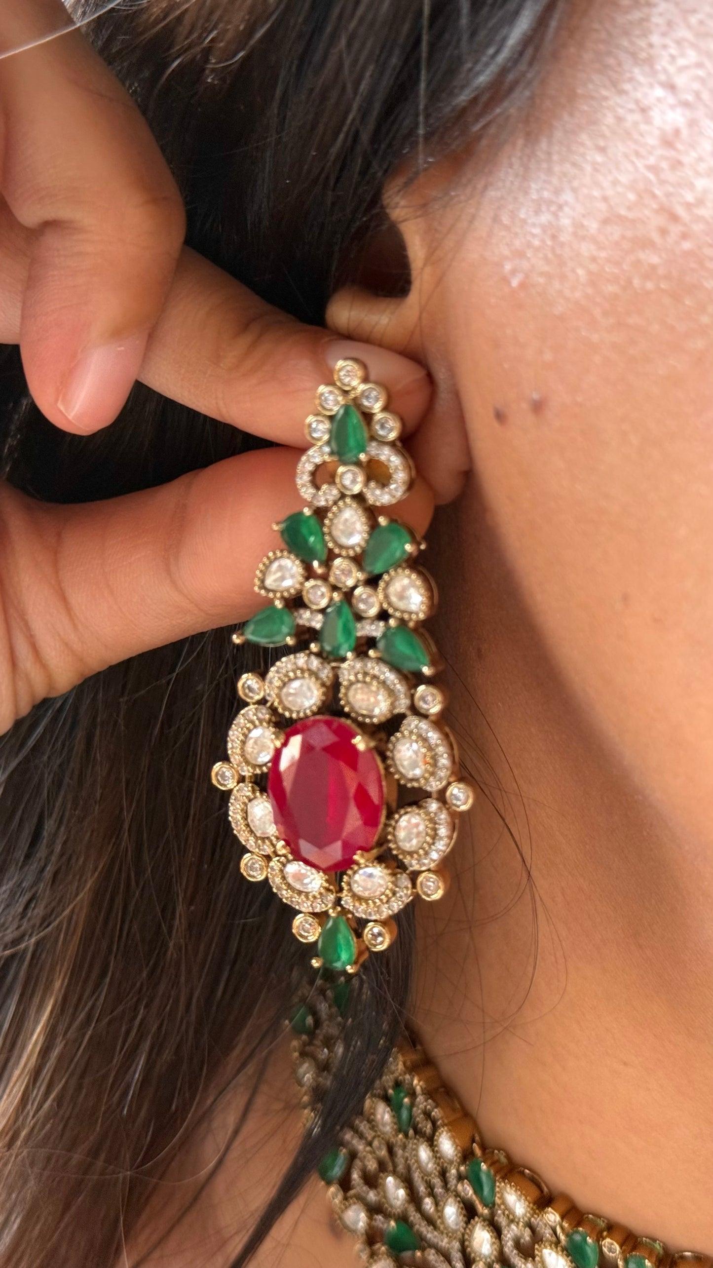 Ruby & emerald doublets designer Necklace