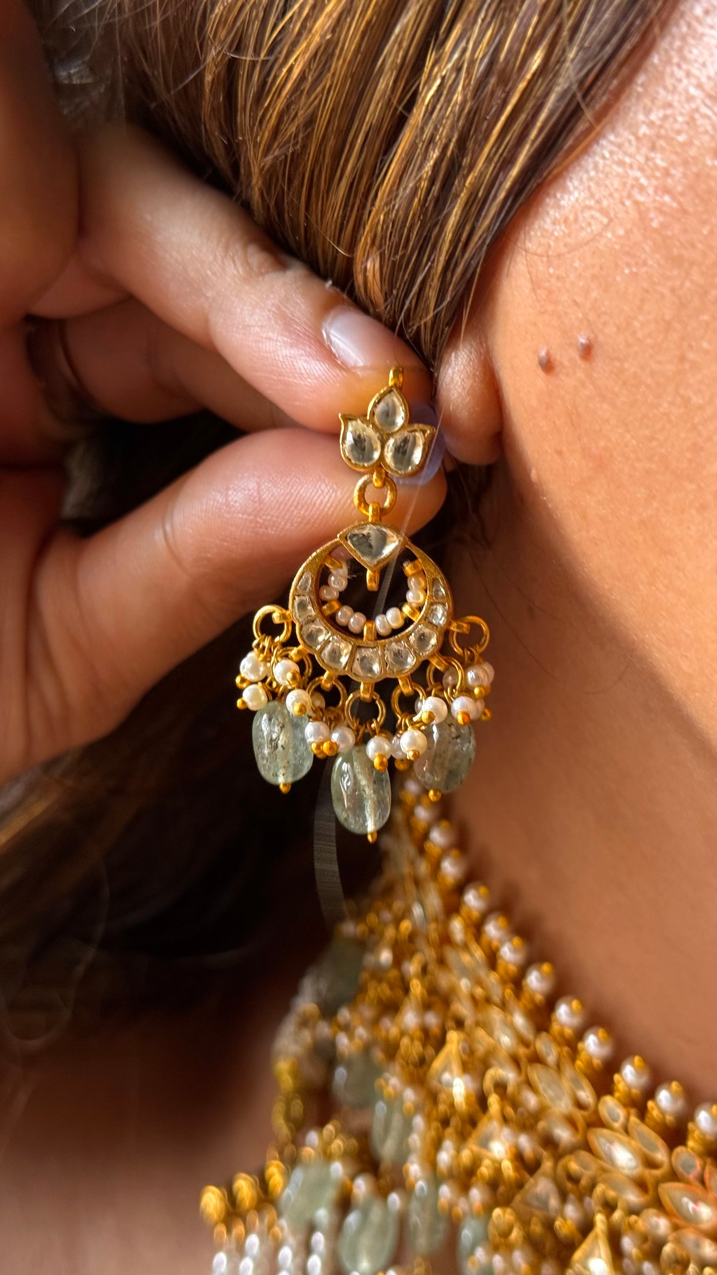 5 layered paachi Kundan raani haar