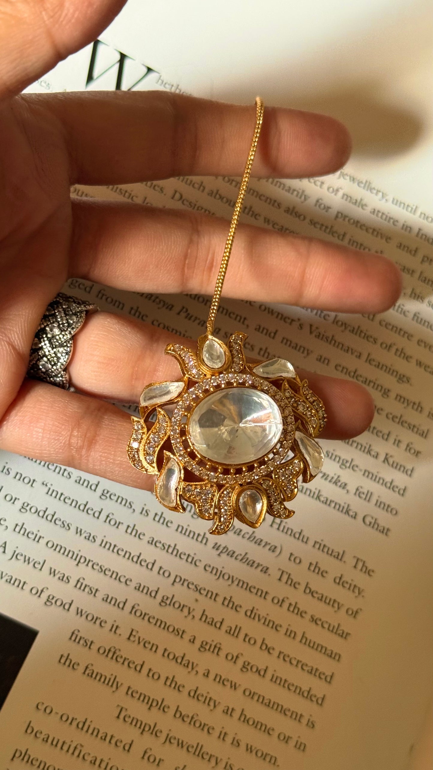 Moissanite polki maangtika