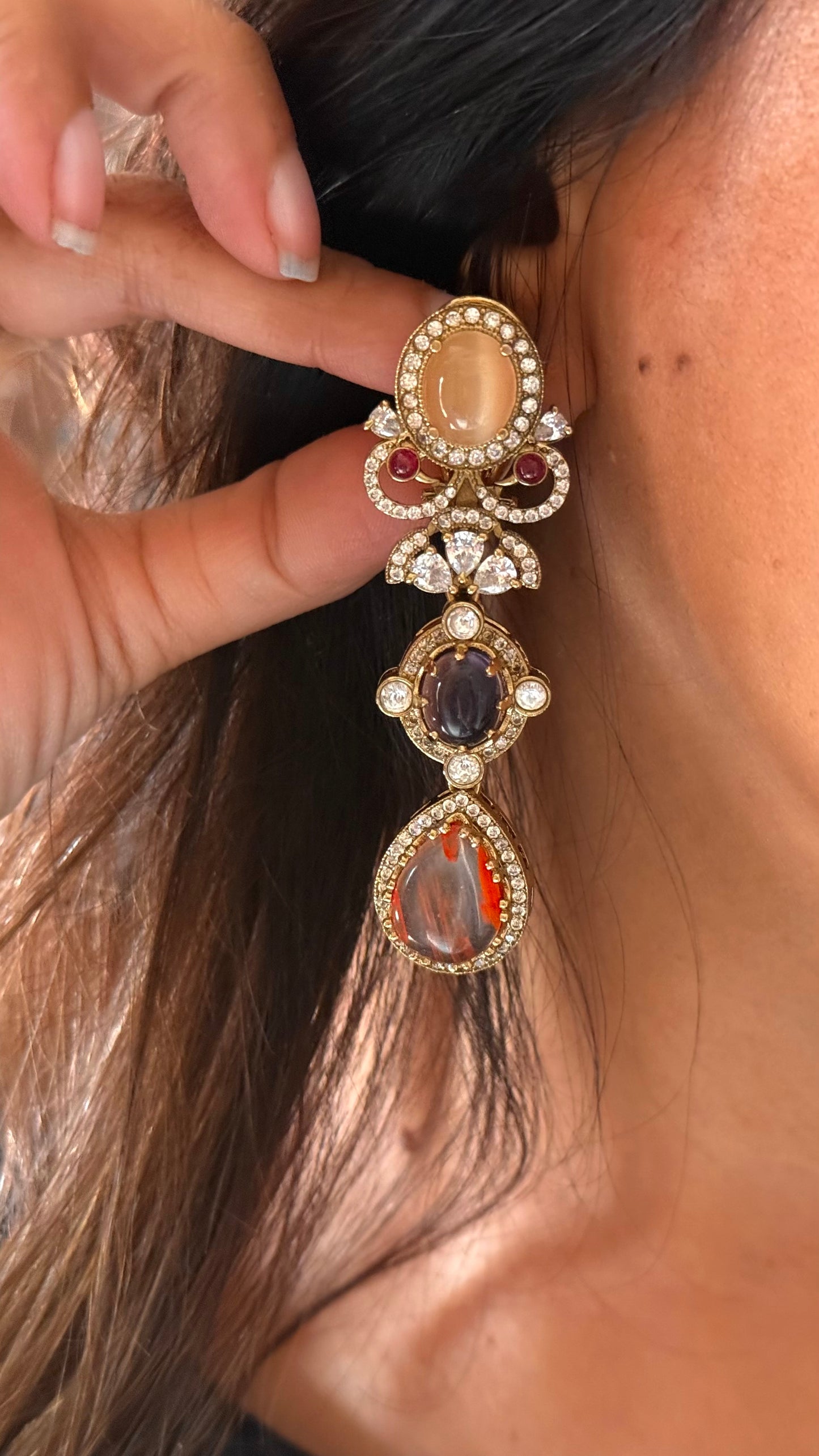 Sabya inspired with stone  designer Earrings