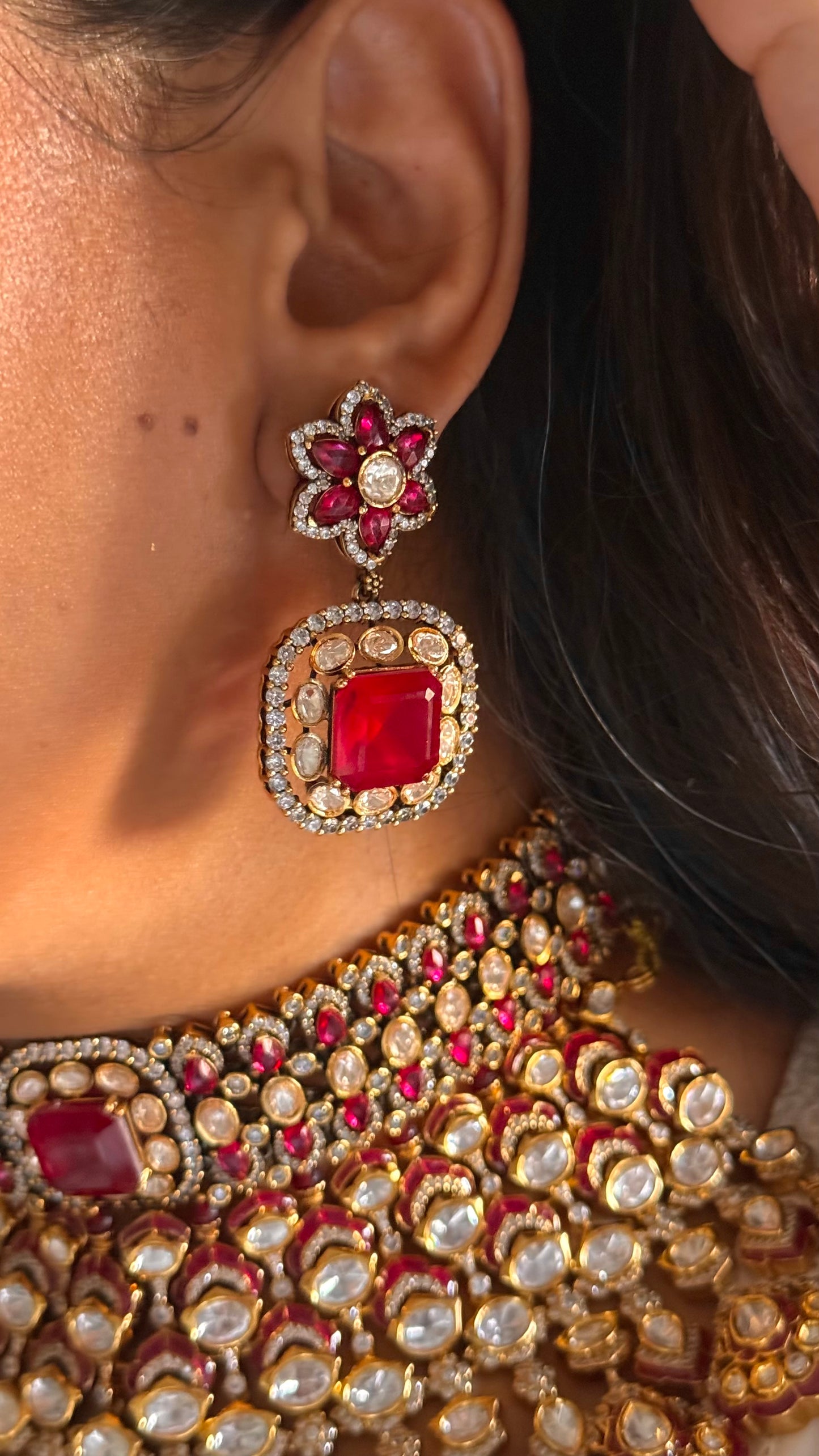 Ruby designer bridal necklace combo