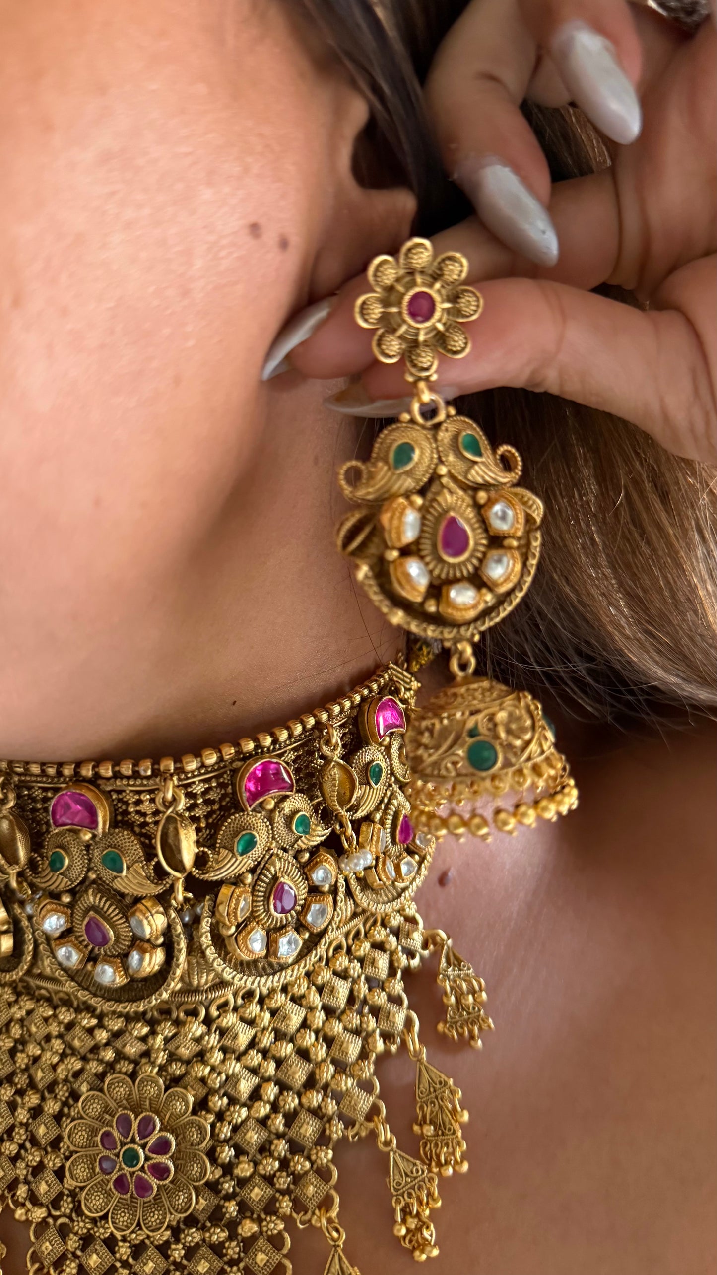Rashmita Rani pink Moissanite jhaalar rajwadi aad