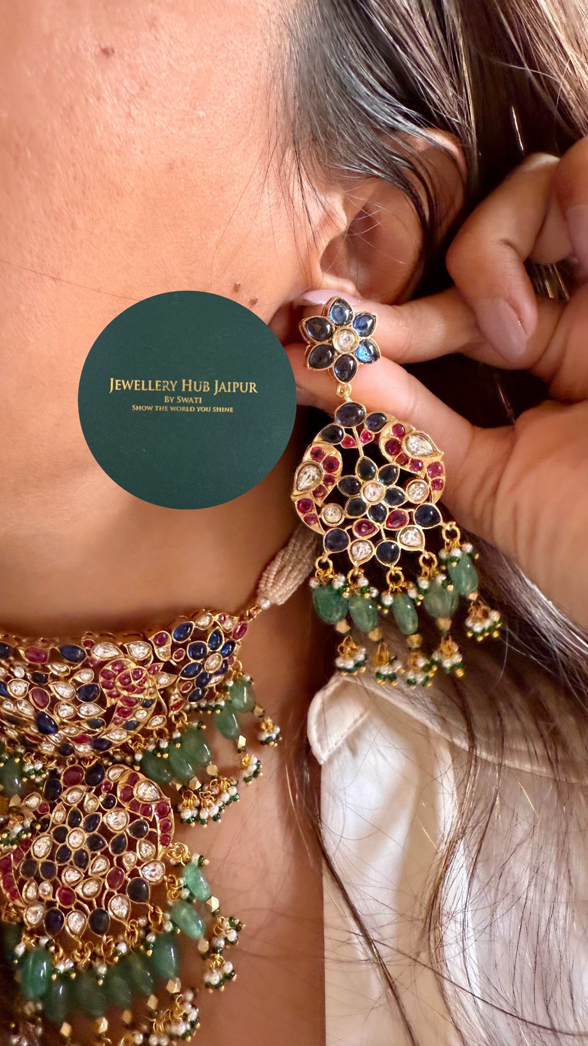 Vira Sabyasachi inspired mixed polki sapphire & ruby choker set