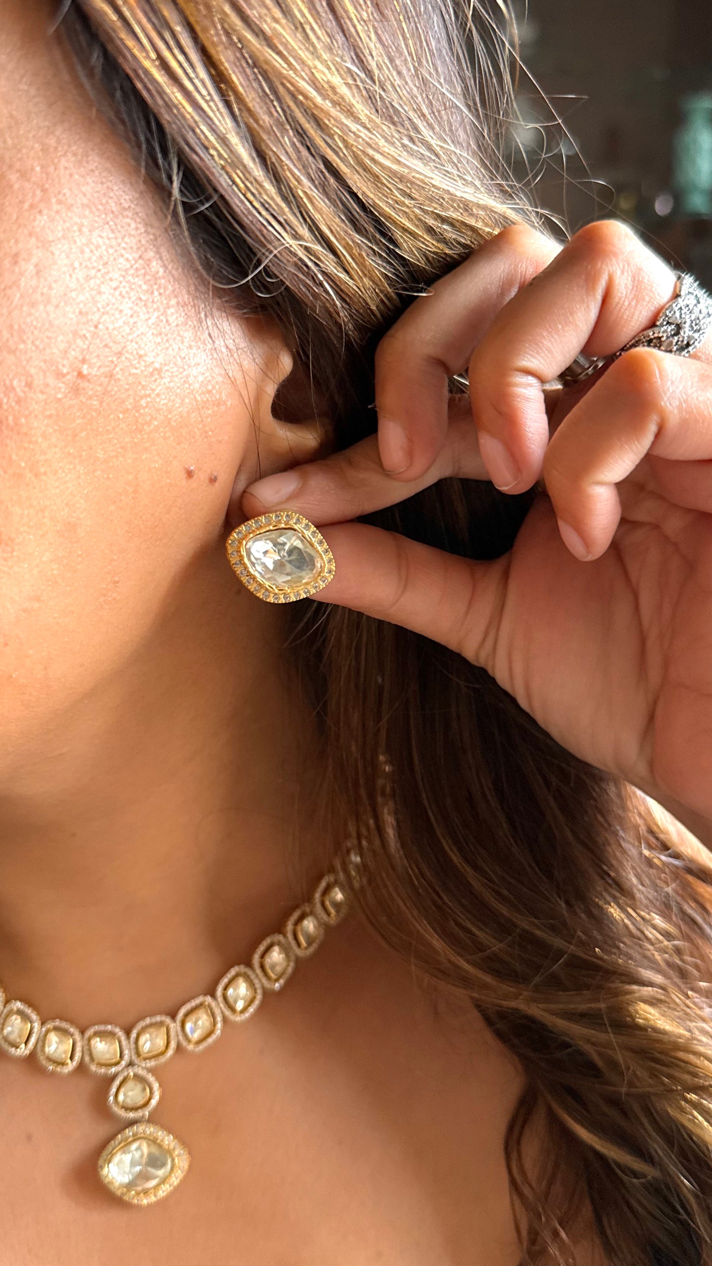 Uncut polki gold necklace