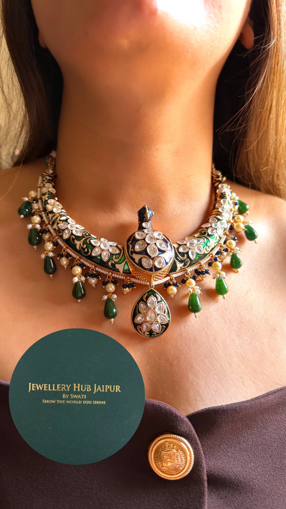 Emerald & sapphire katdana emerald drop peacock Hasli