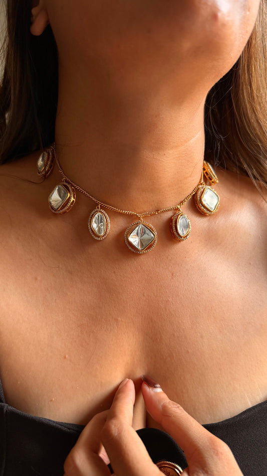 Minimalist uncut polki necklace