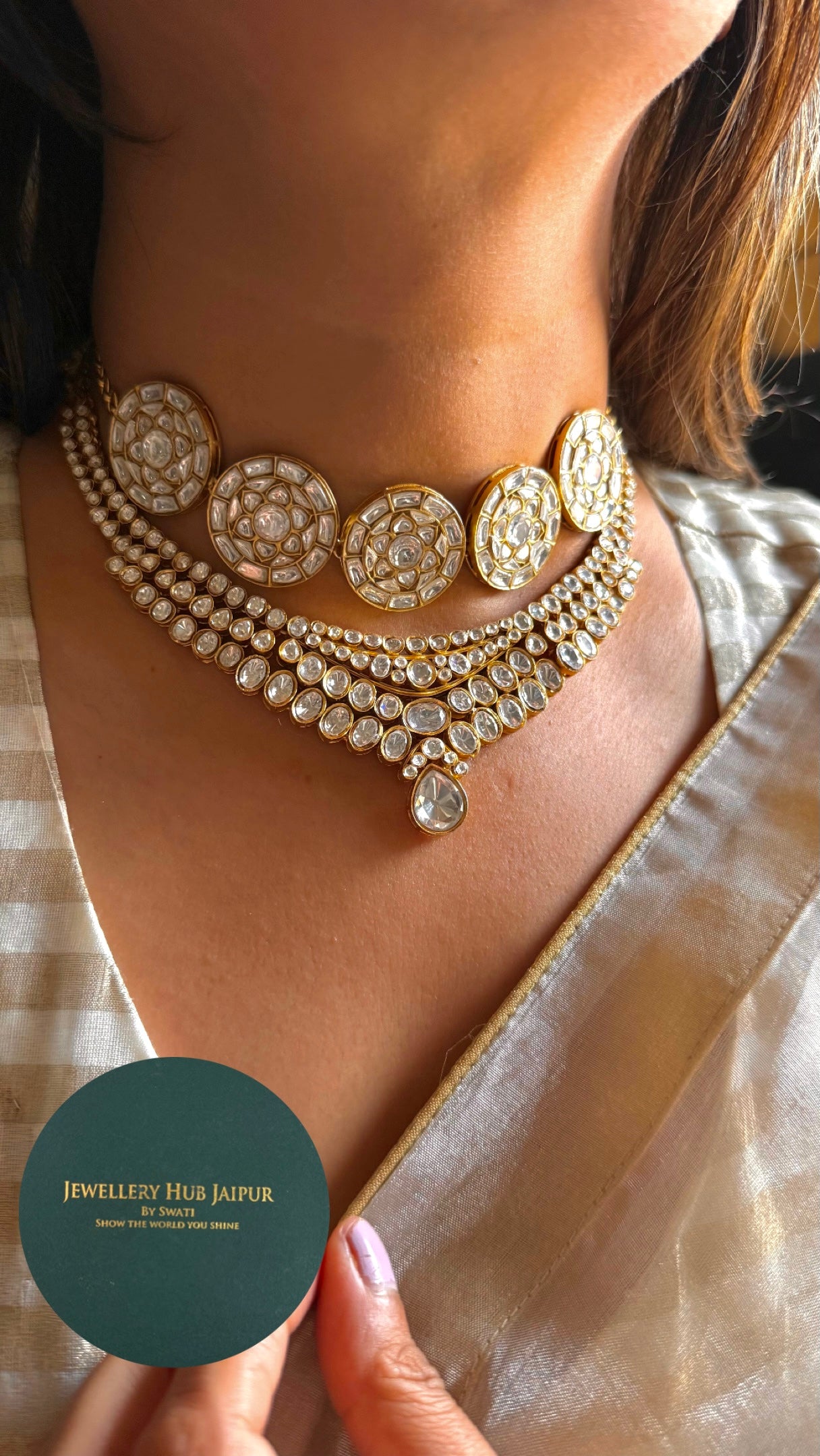 Designer Moissanite polki combo Necklace