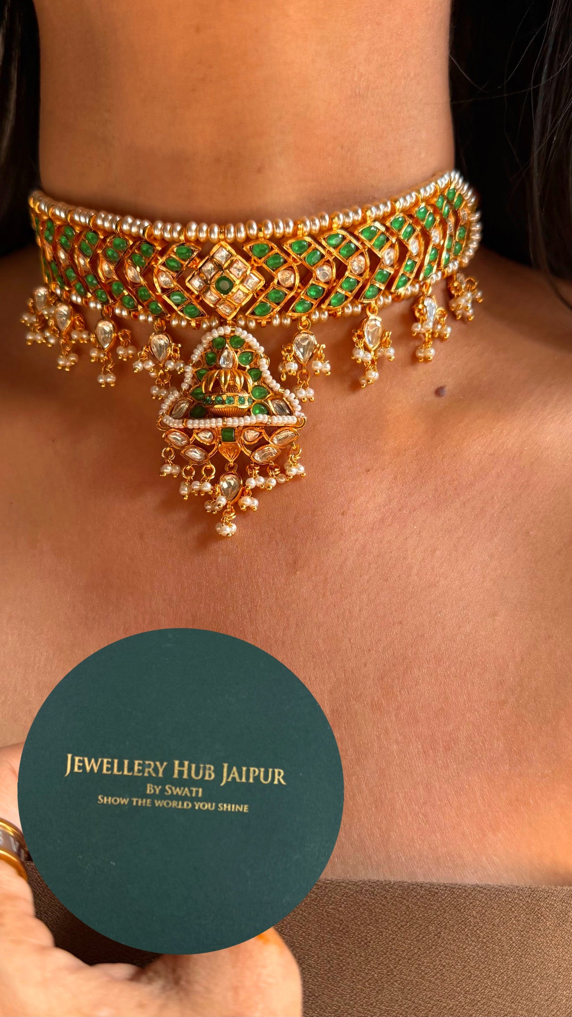 Real moissanite heritage choker necklace set