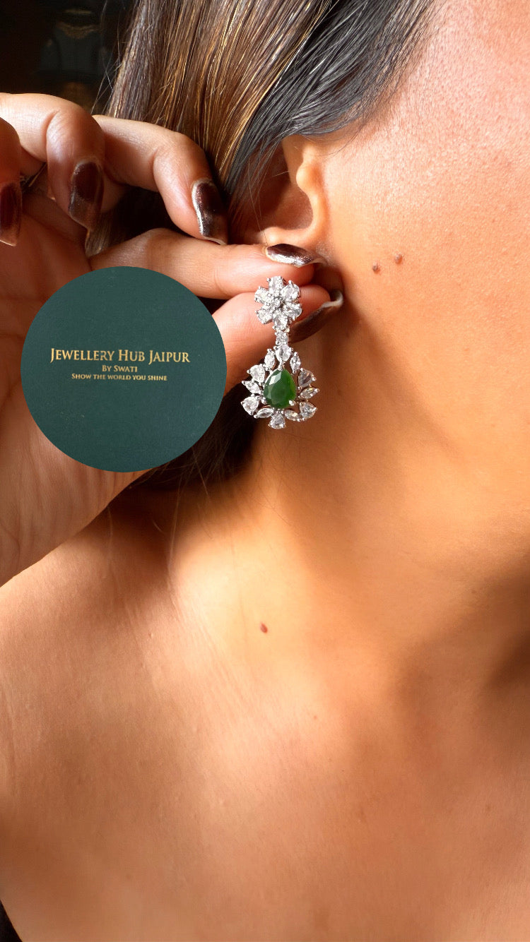 Emerald drop cz diamond necklace