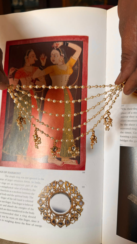 five layer earchain with polki hangings