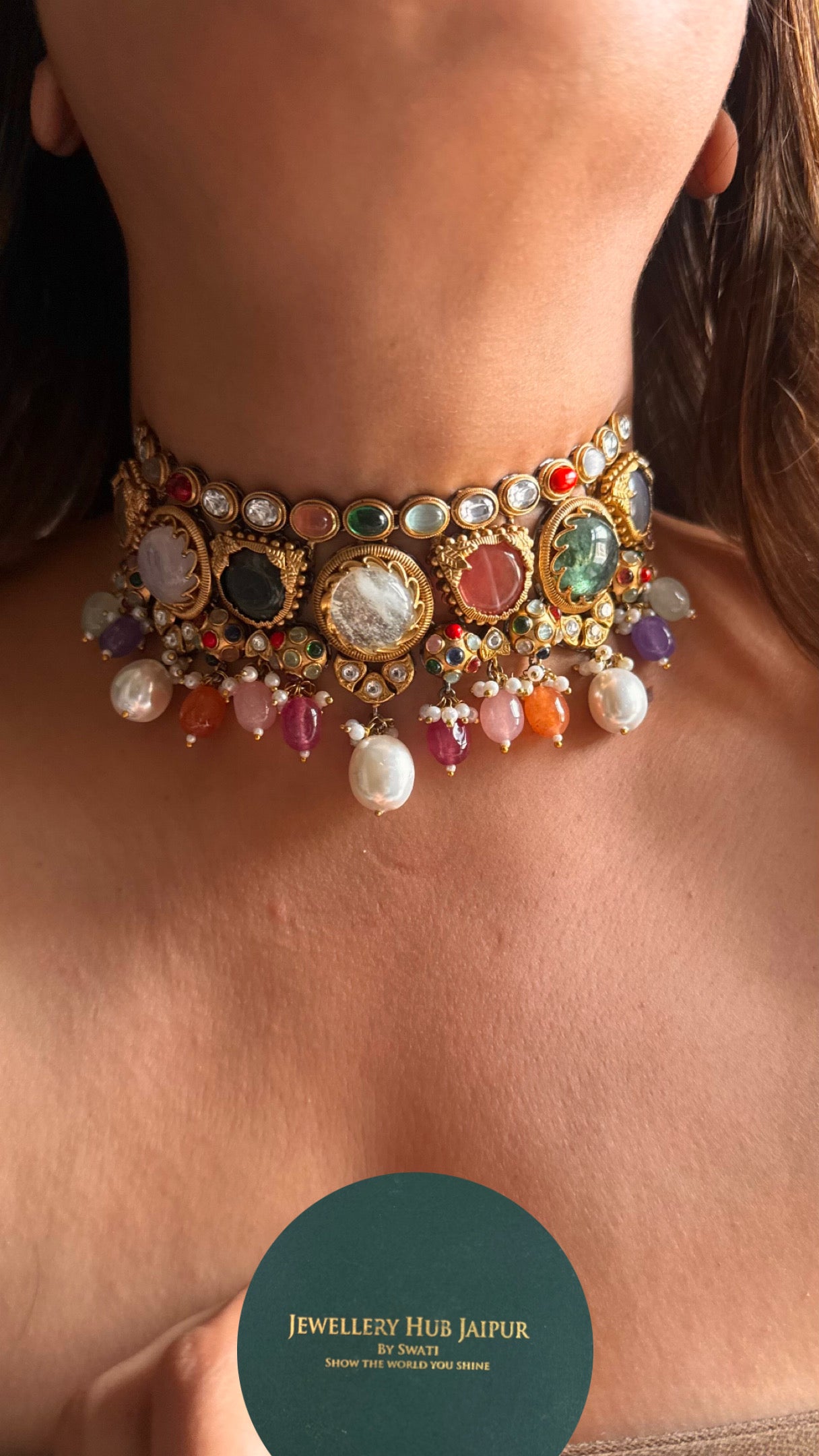 Sabyasachi inspired multicoloured choker necklace 3