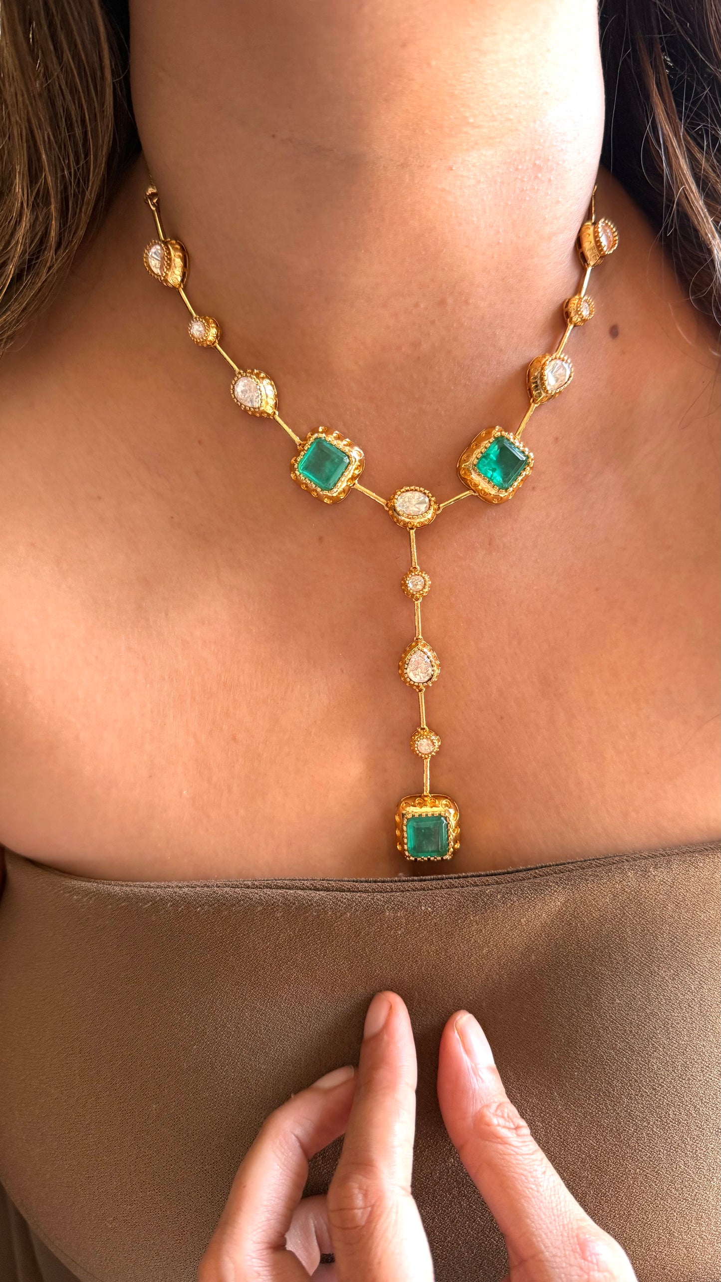 Mint cocktail Polki Necklace