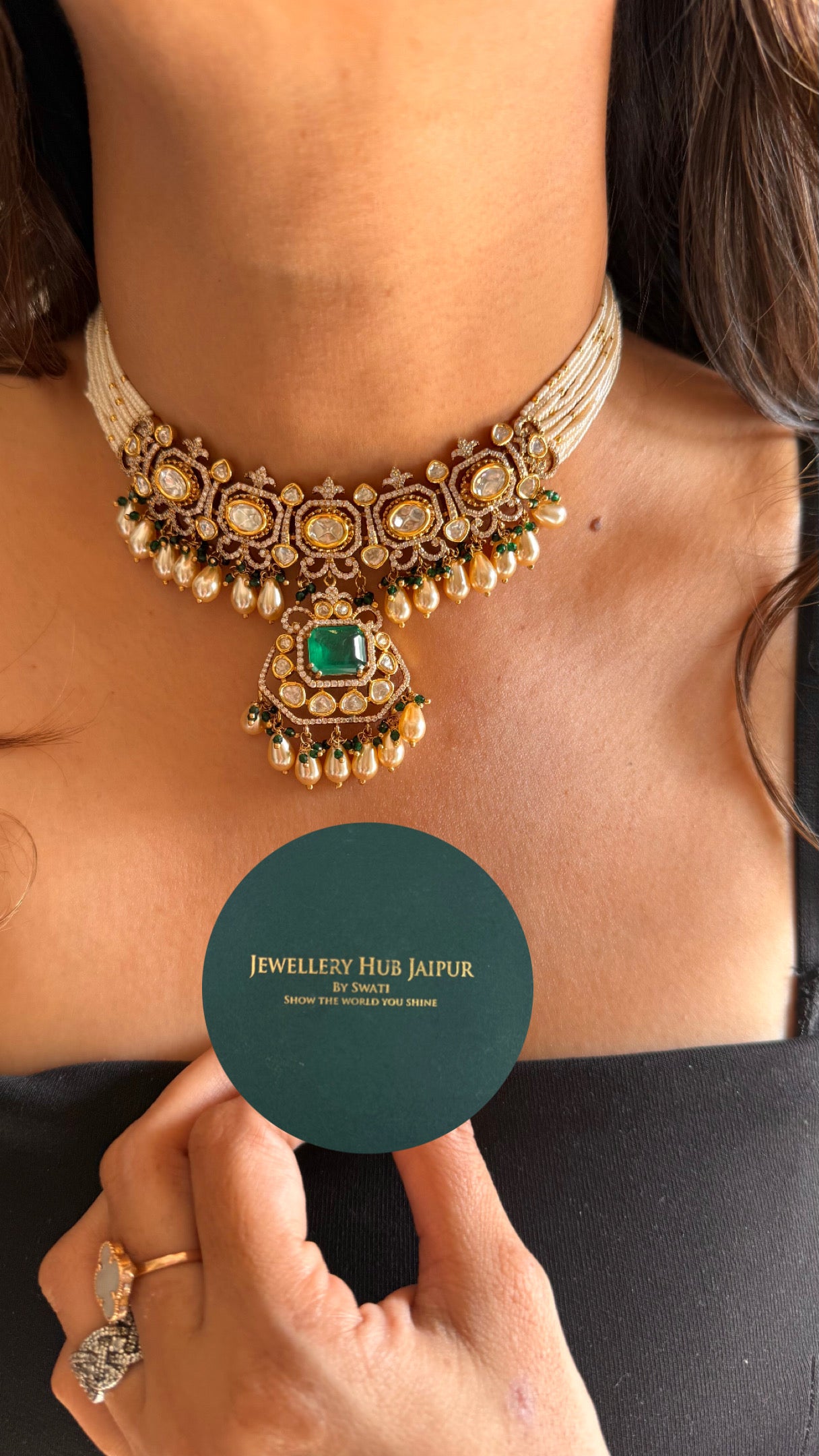 Emerald tear drop shape necklace