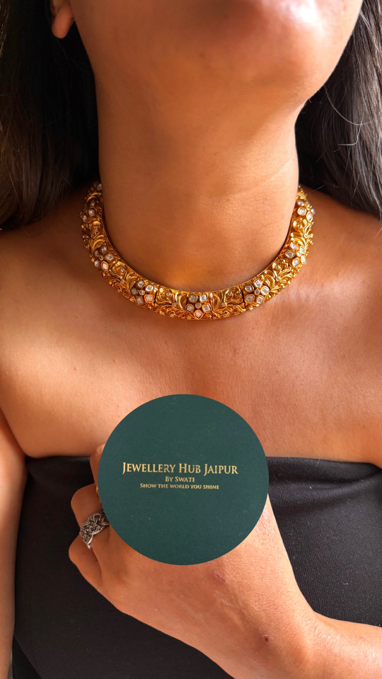 Moissanite polki gold polish Hasli Necklace