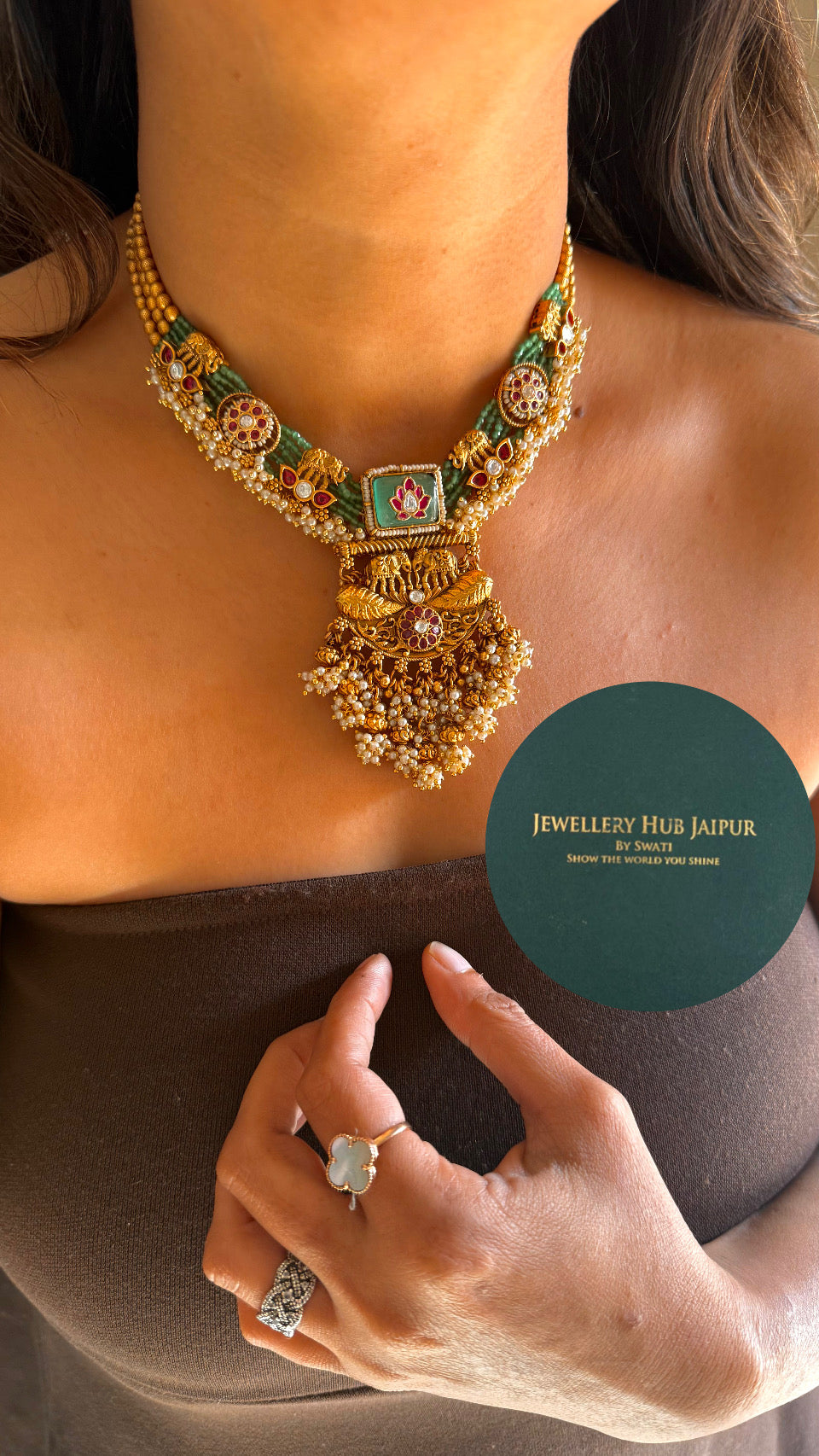 Royal heritage necklace with inlay designer nakashee