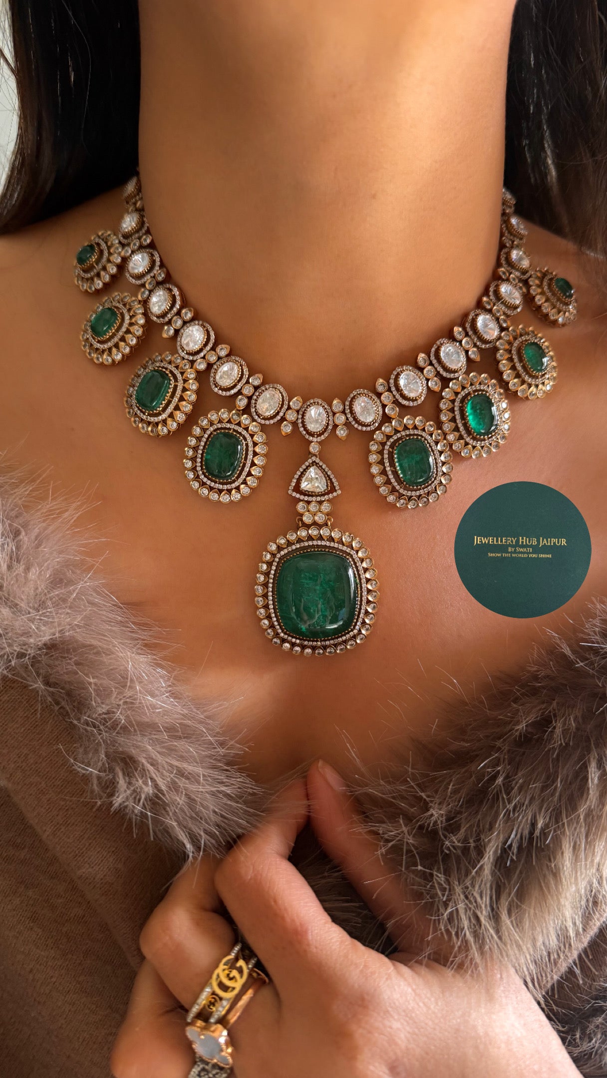Emerald designer necklace