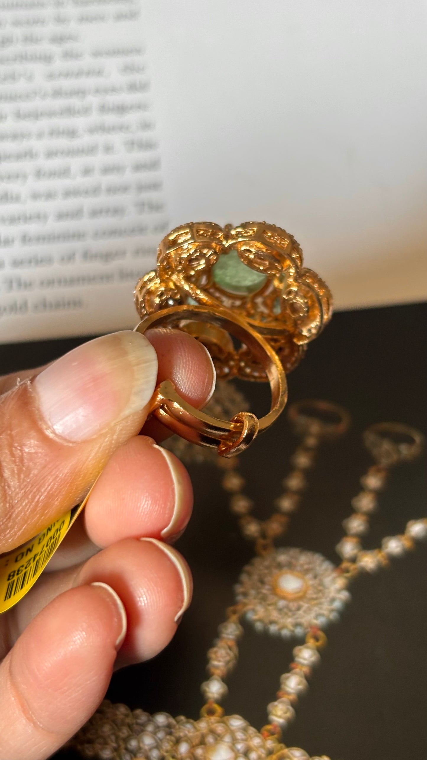 Mint floral pattern Ring