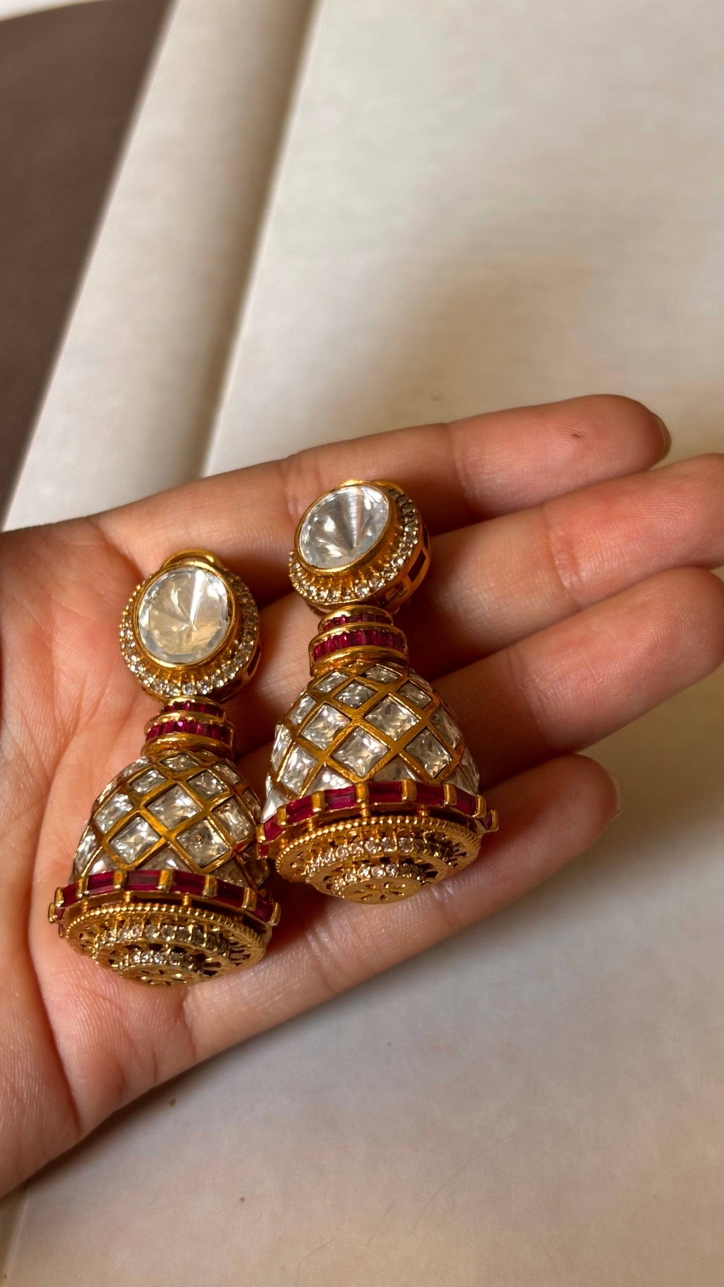 Ruby meenakari danglers