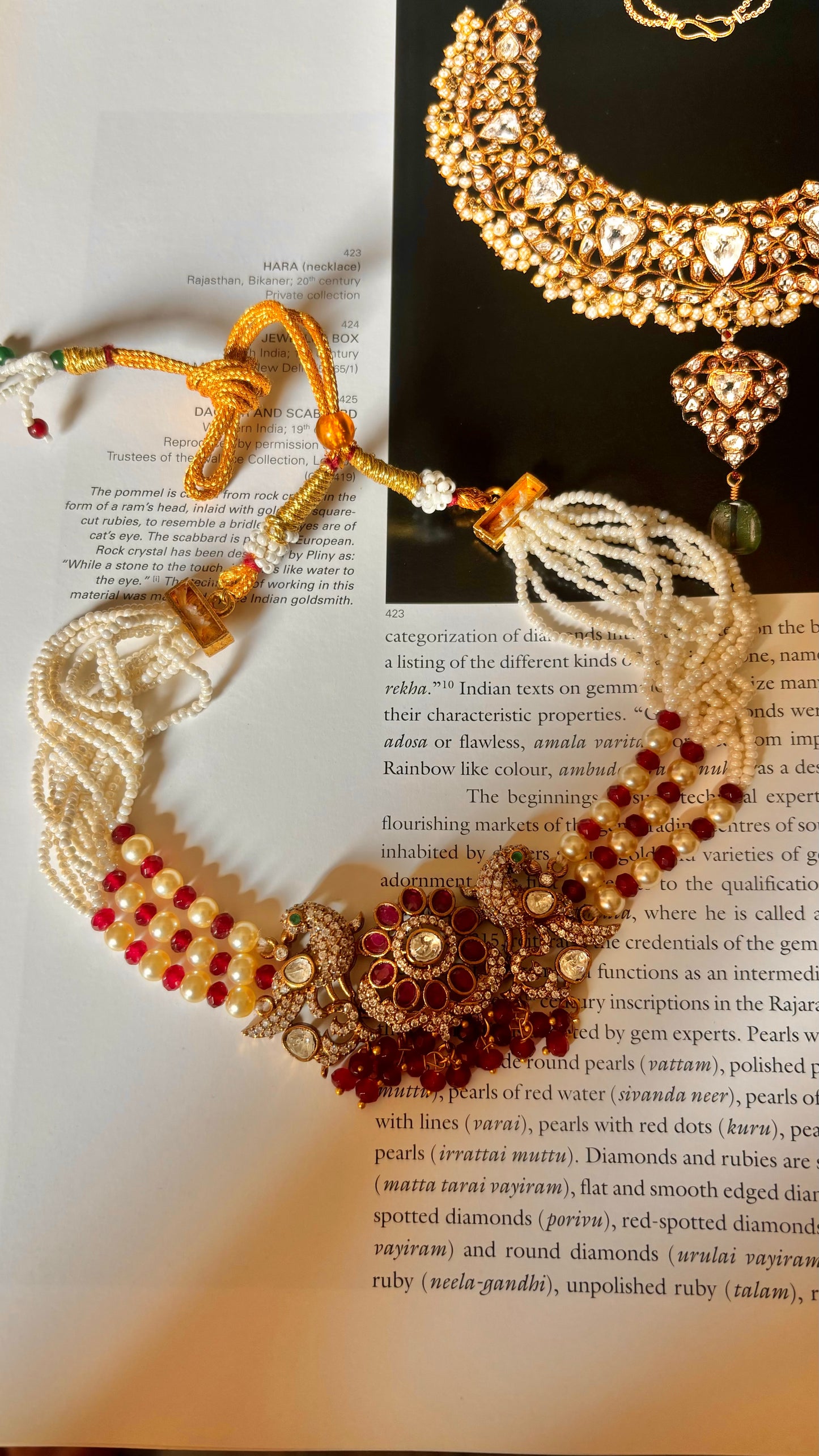 Morvya Ruby peacock thread choker