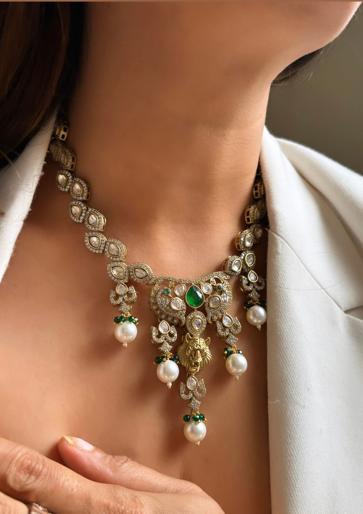 Sabyasachi leopard Emerald Necklace