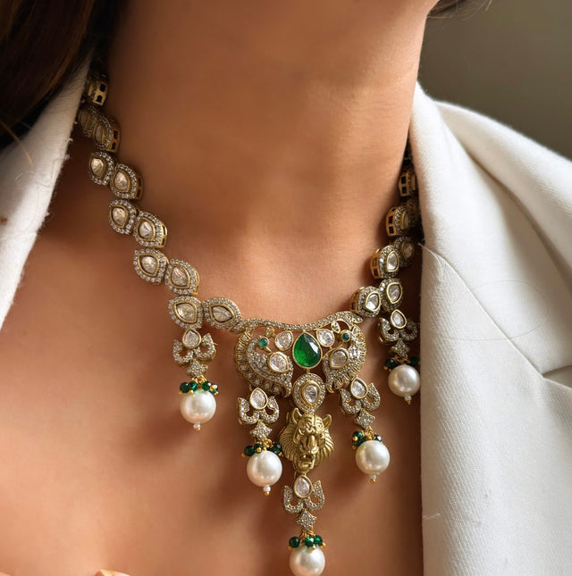 Sabyasachi leopard Emerald Necklace