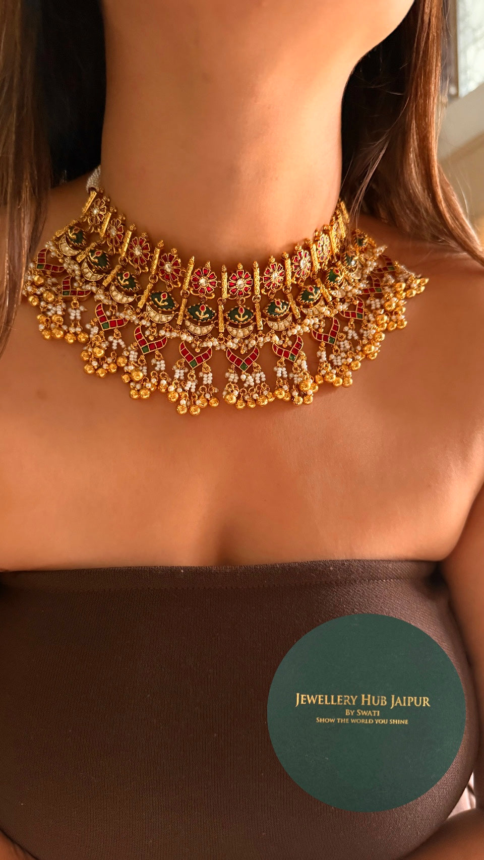 Ruby & emerald heritage rajwada choker
