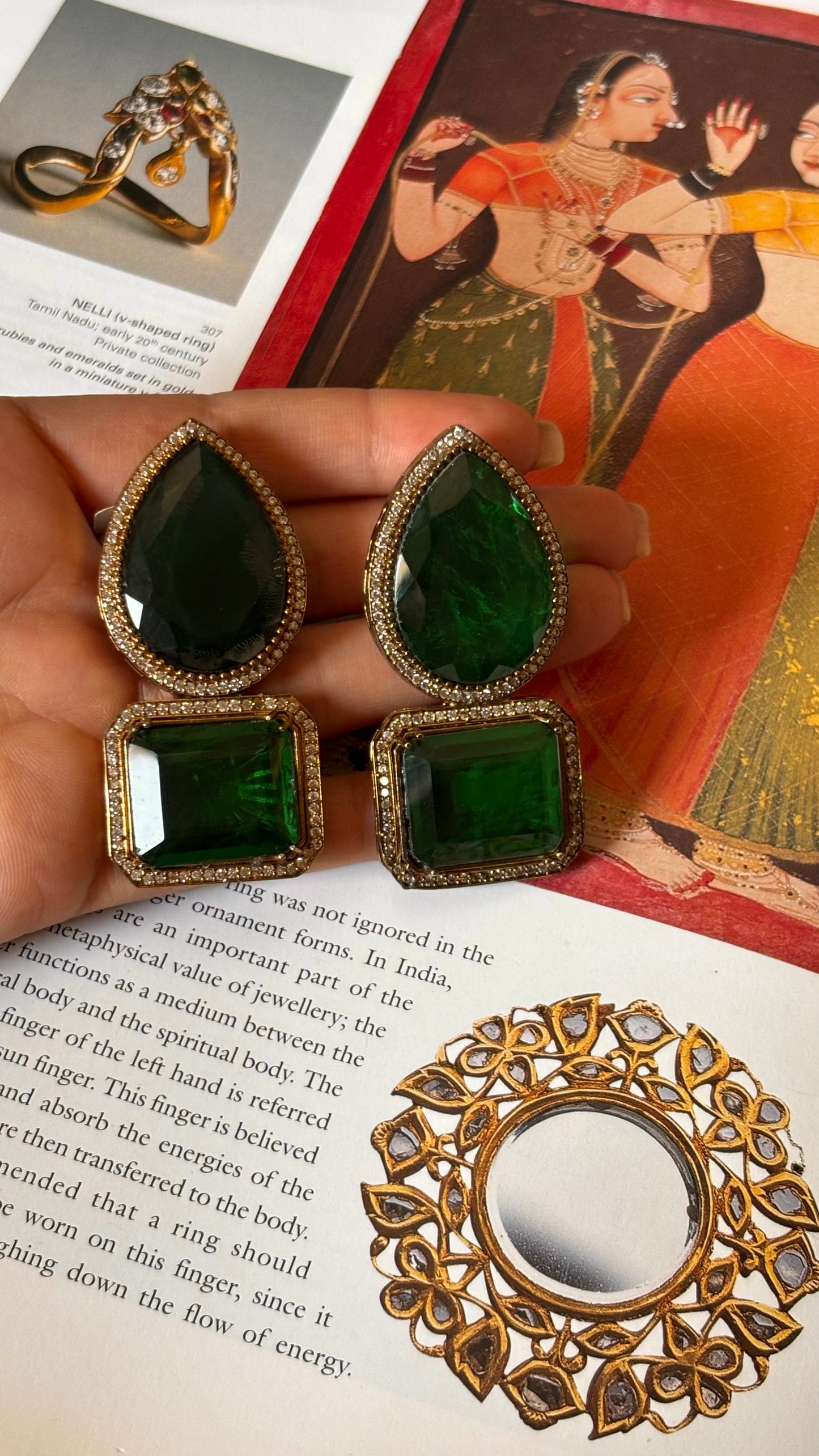 Designer emerald doublets danglers